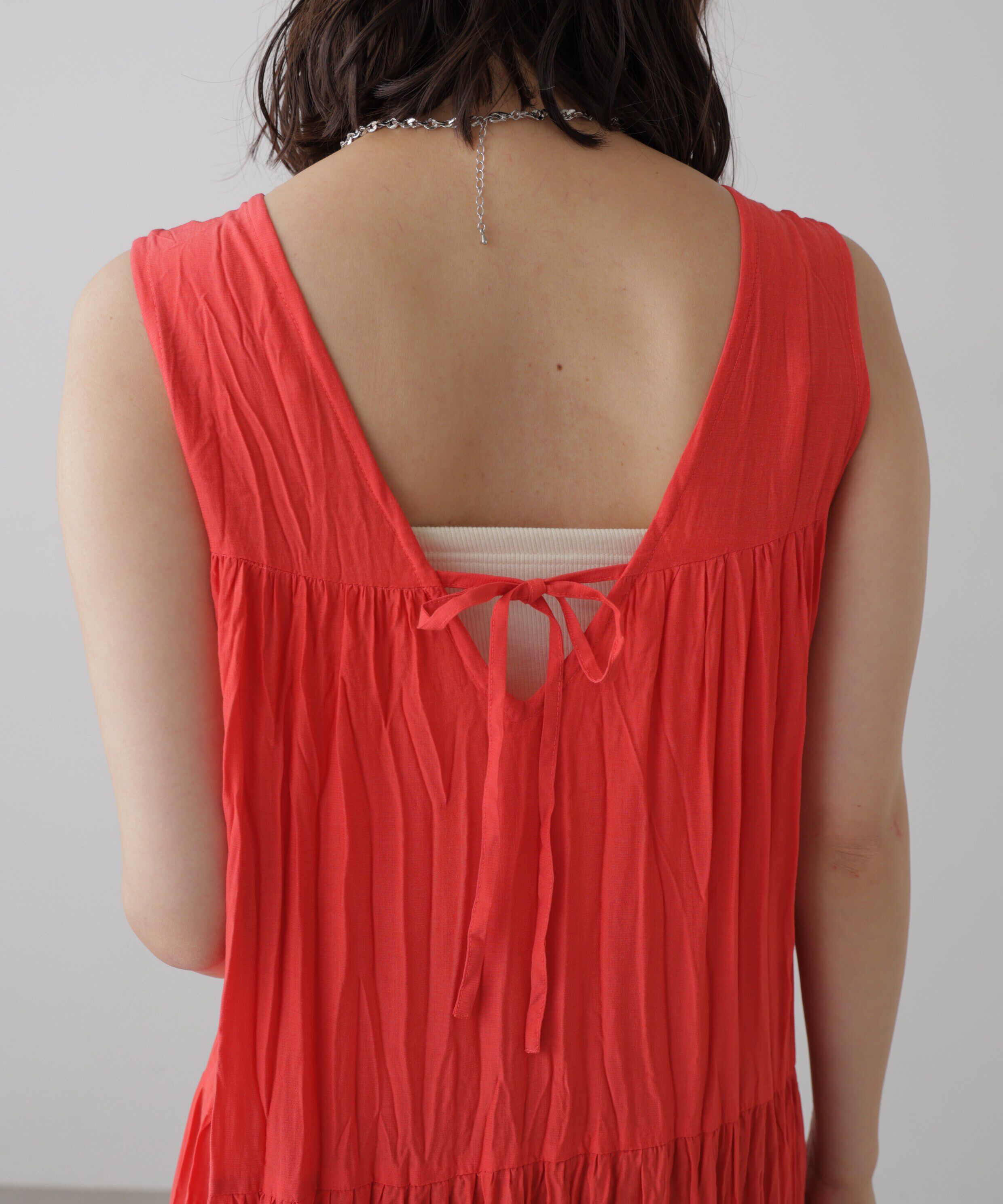  「ワッシャーティアードノースリーブワンピース」|ワンピース|