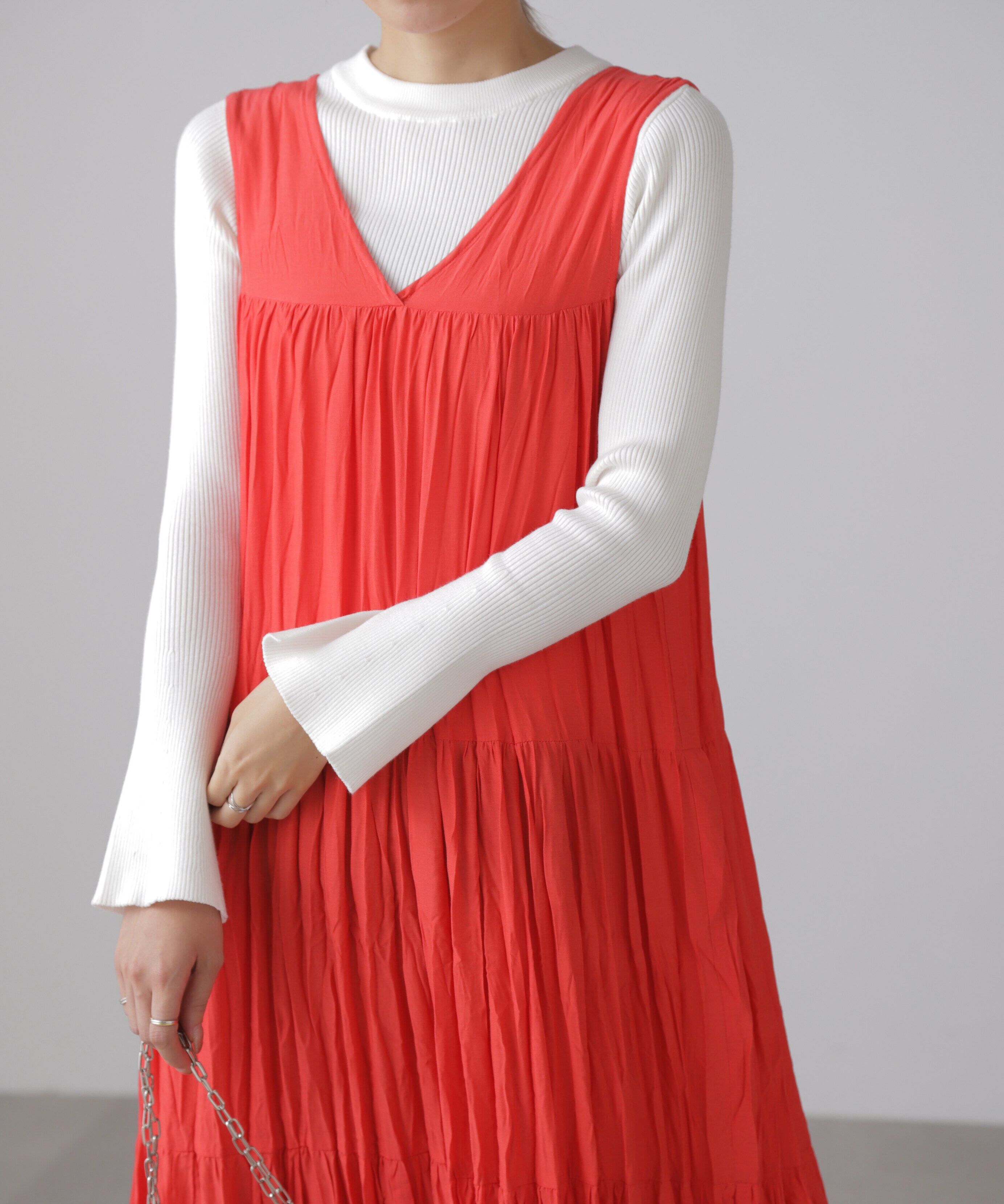  「ワッシャーティアードノースリーブワンピース」|ワンピース|