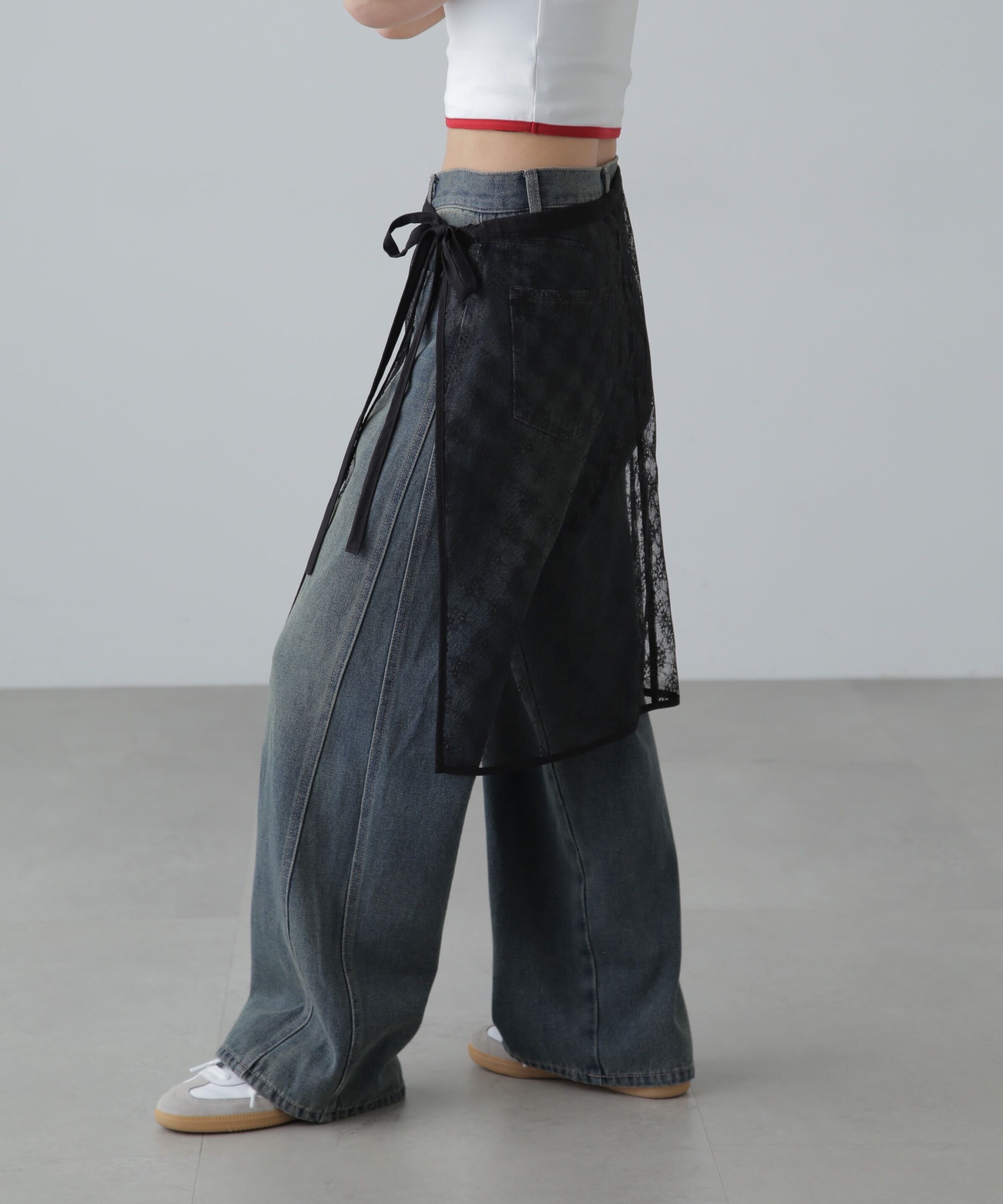  「レースラップレイヤードスカート」|スカート|