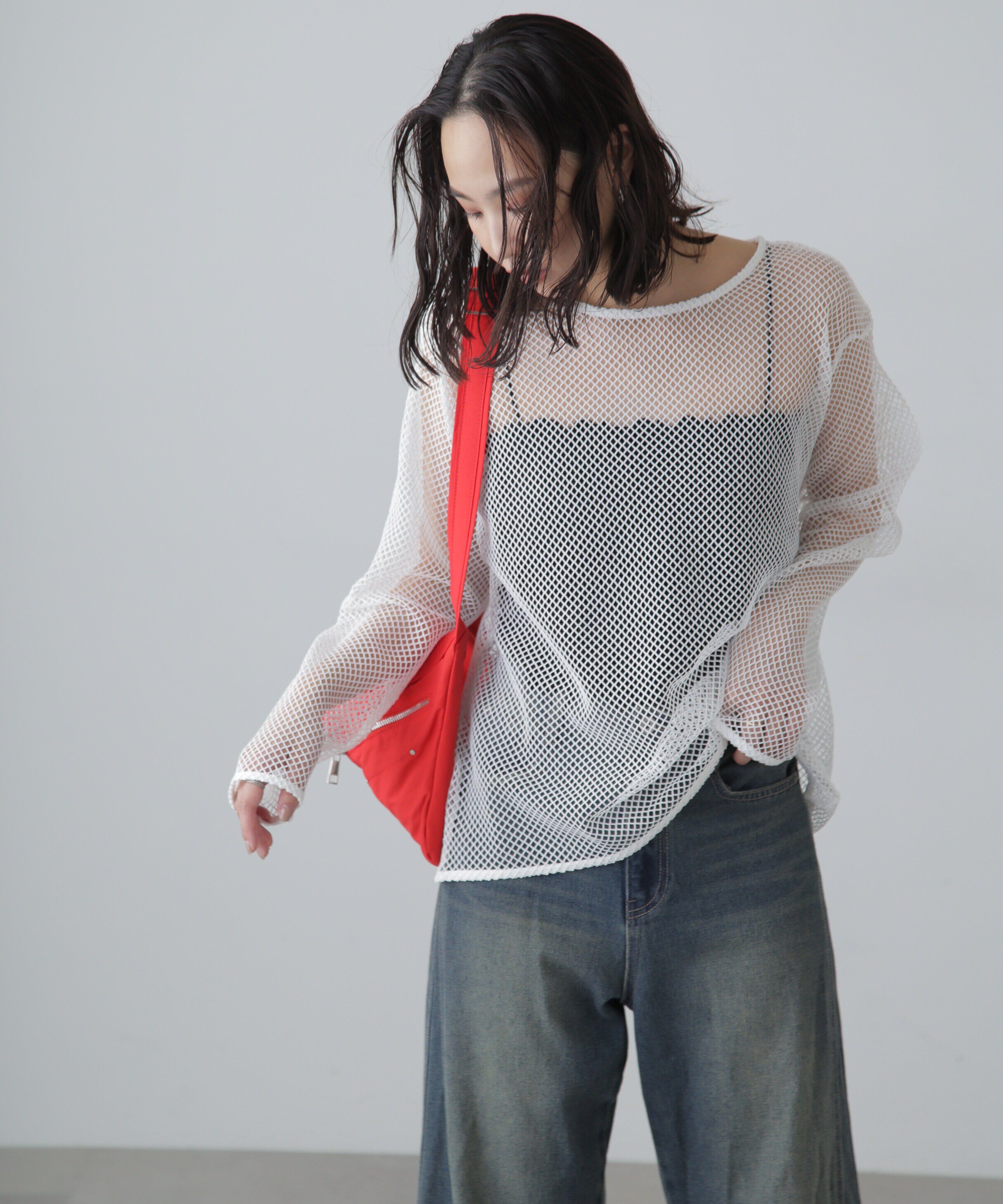  「メッシュロングTシャツ」|Tシャツ・カットソー|