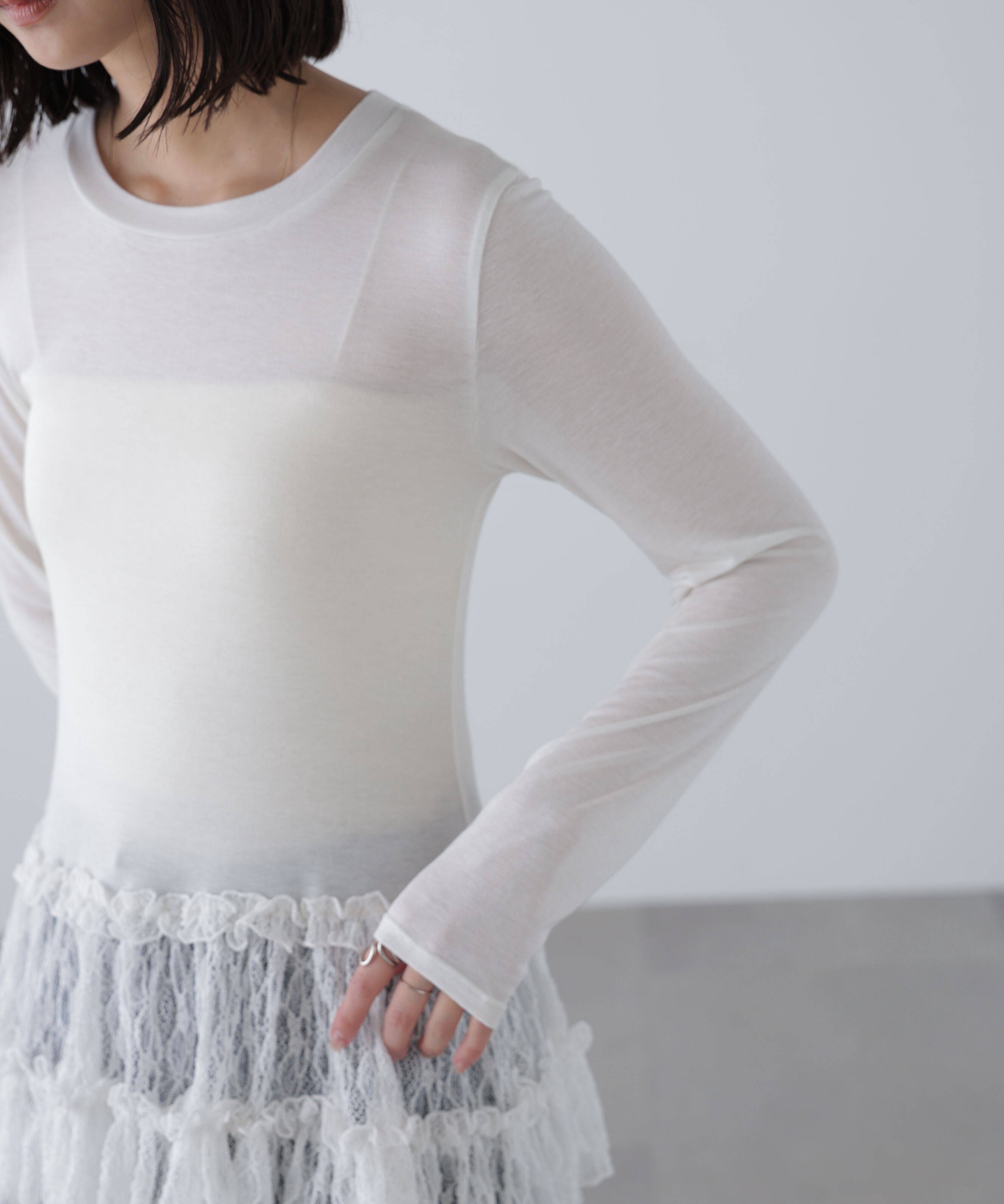  「長袖裾フリルカットソー」|Tシャツ・カットソー|