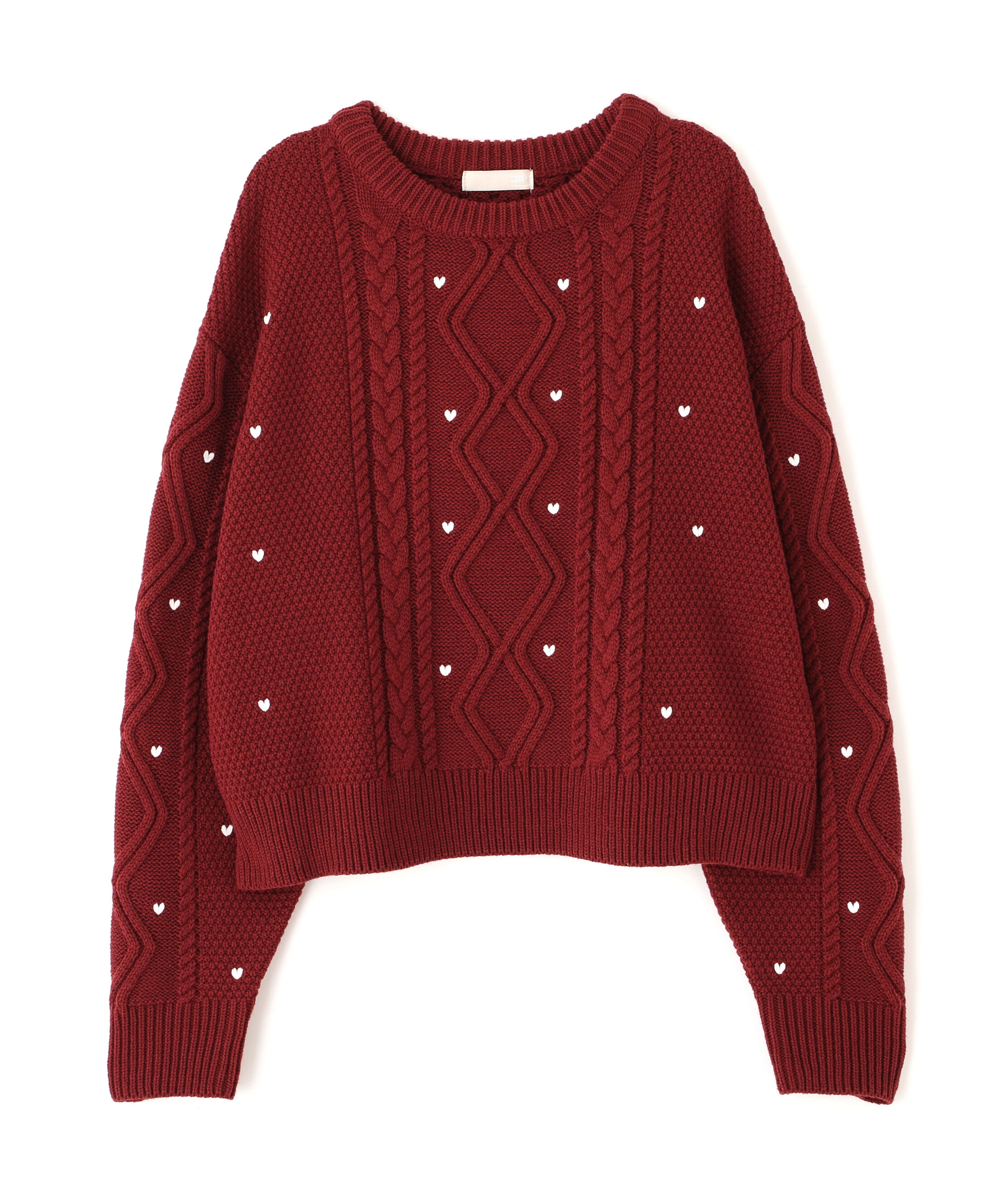  「ハート刺繍ケーブルニット」|ニット・セーター|