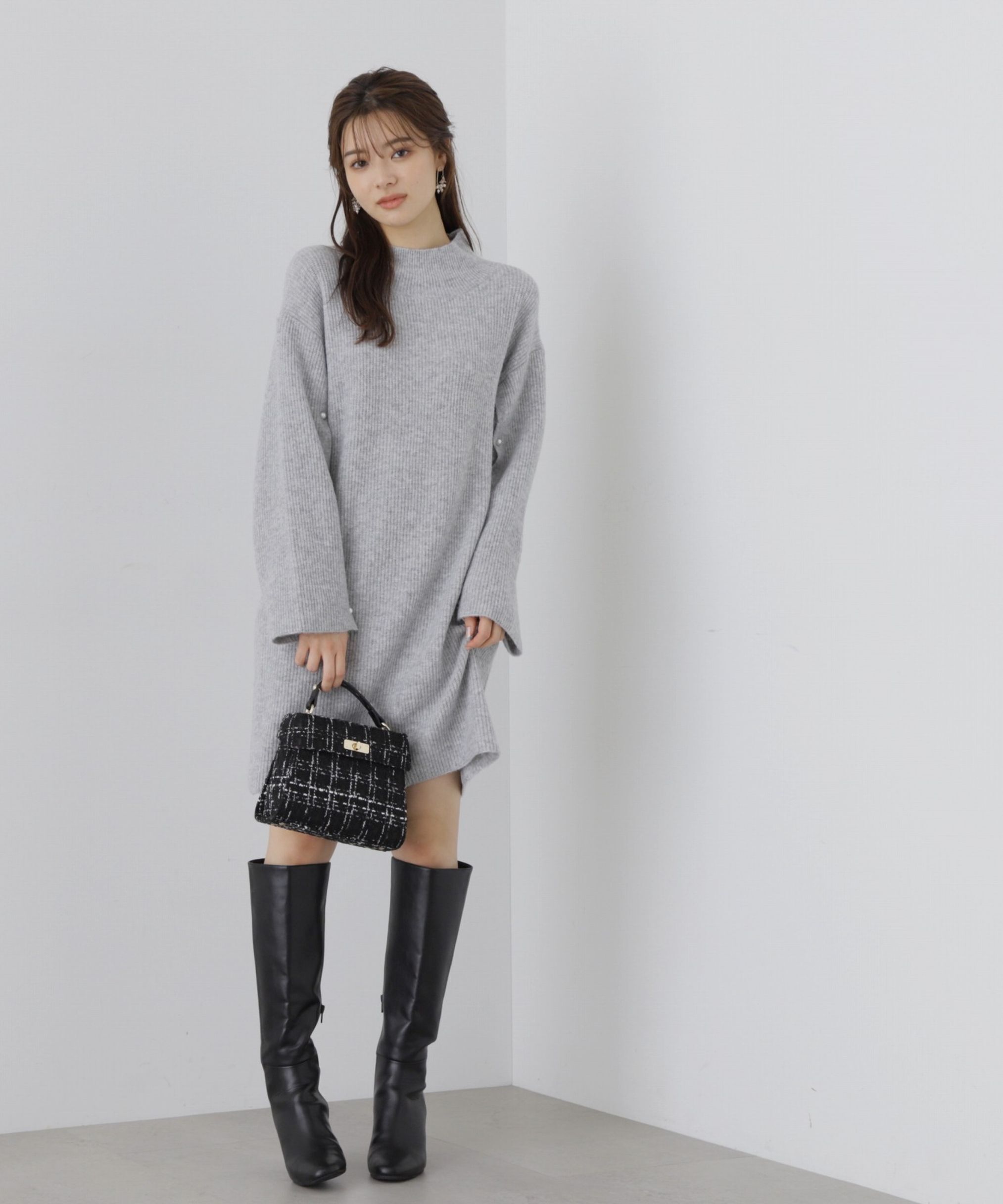 PROPORTION BODY DRESSING「レイヤード風デザインスリーブニットワンピース」|ワンピース|