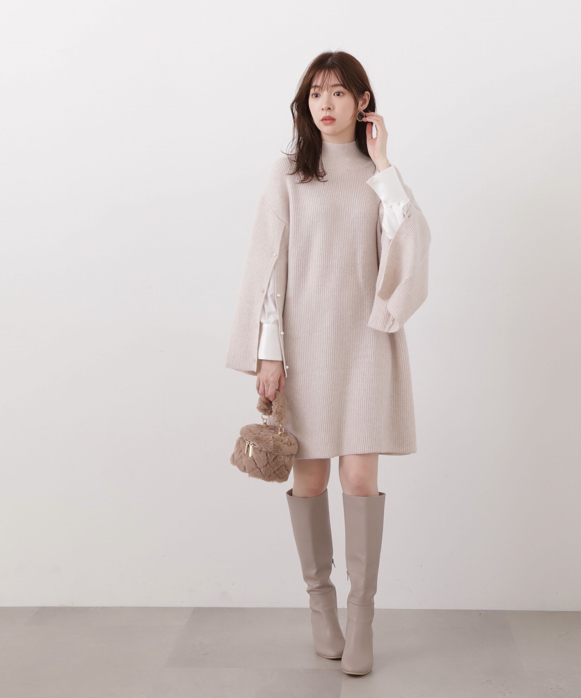 PROPORTION BODY DRESSING「レイヤード風デザインスリーブニットワンピース」|ワンピース|