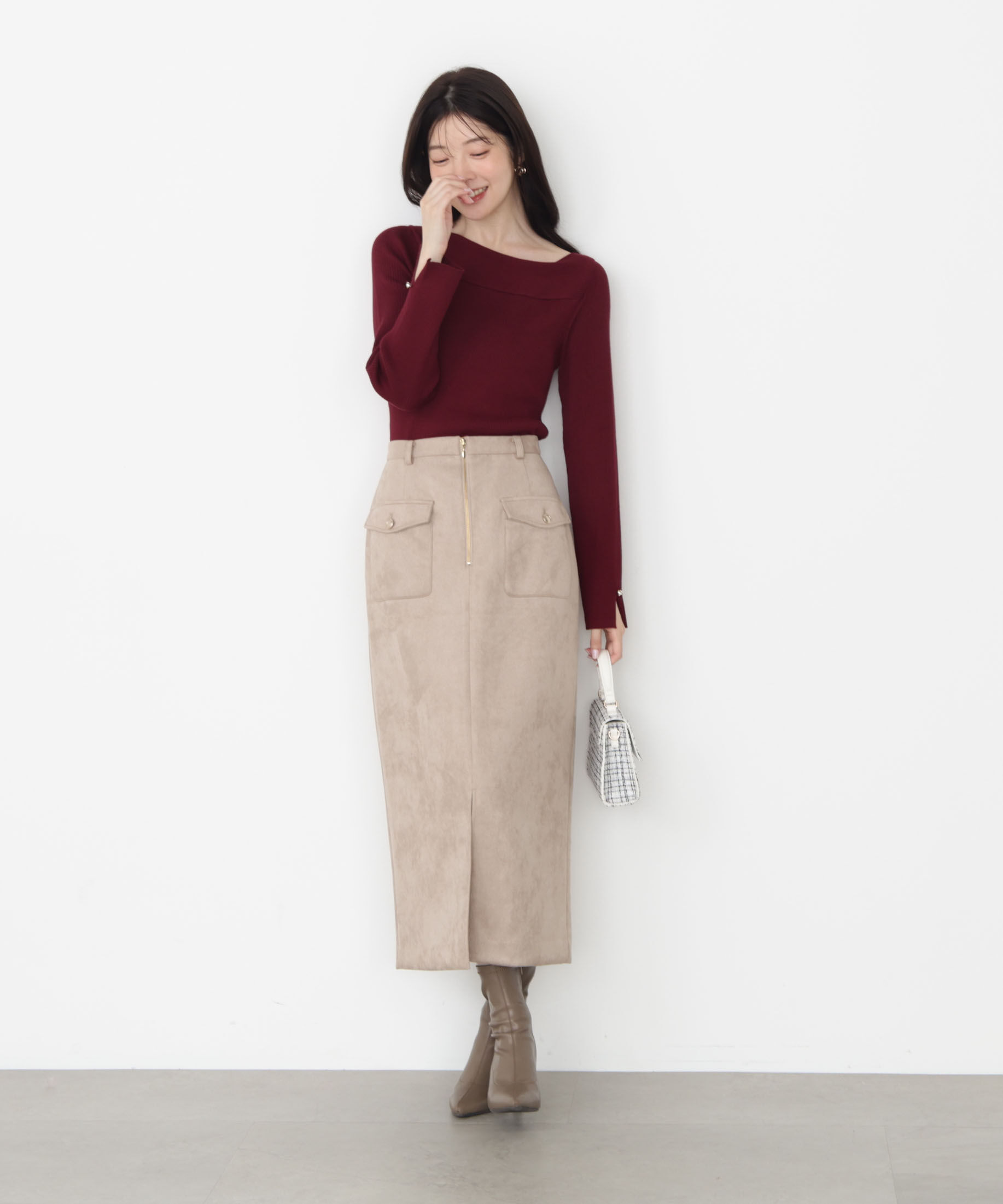 PROPORTION BODY DRESSING「ダンボールフェイクスエードタイトスカート 25AW」|スカート|