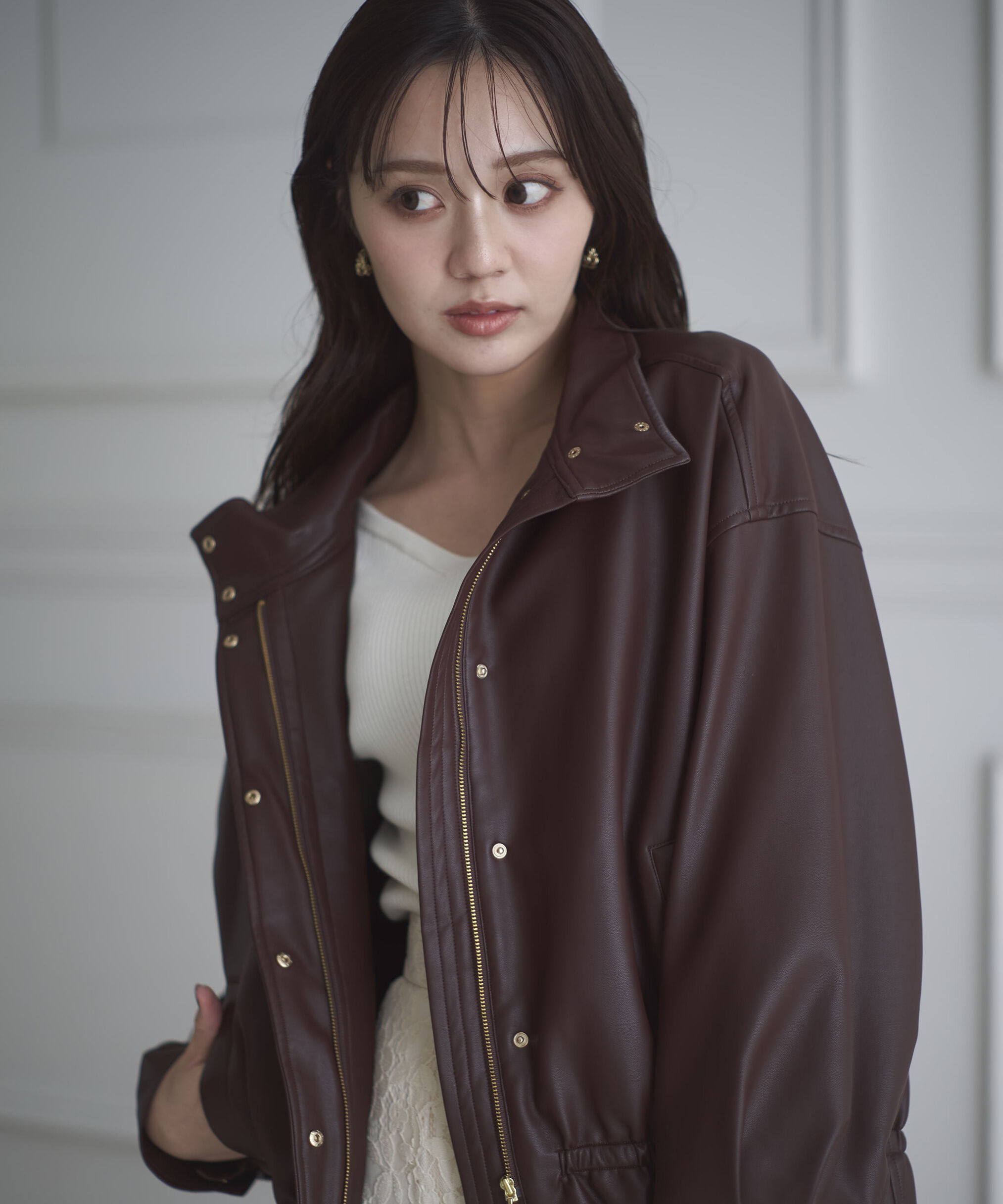 PROPORTION BODY DRESSING「合皮ドロストブルゾン 25AW」|ブルゾン・スタジャン|ブラウンレッ