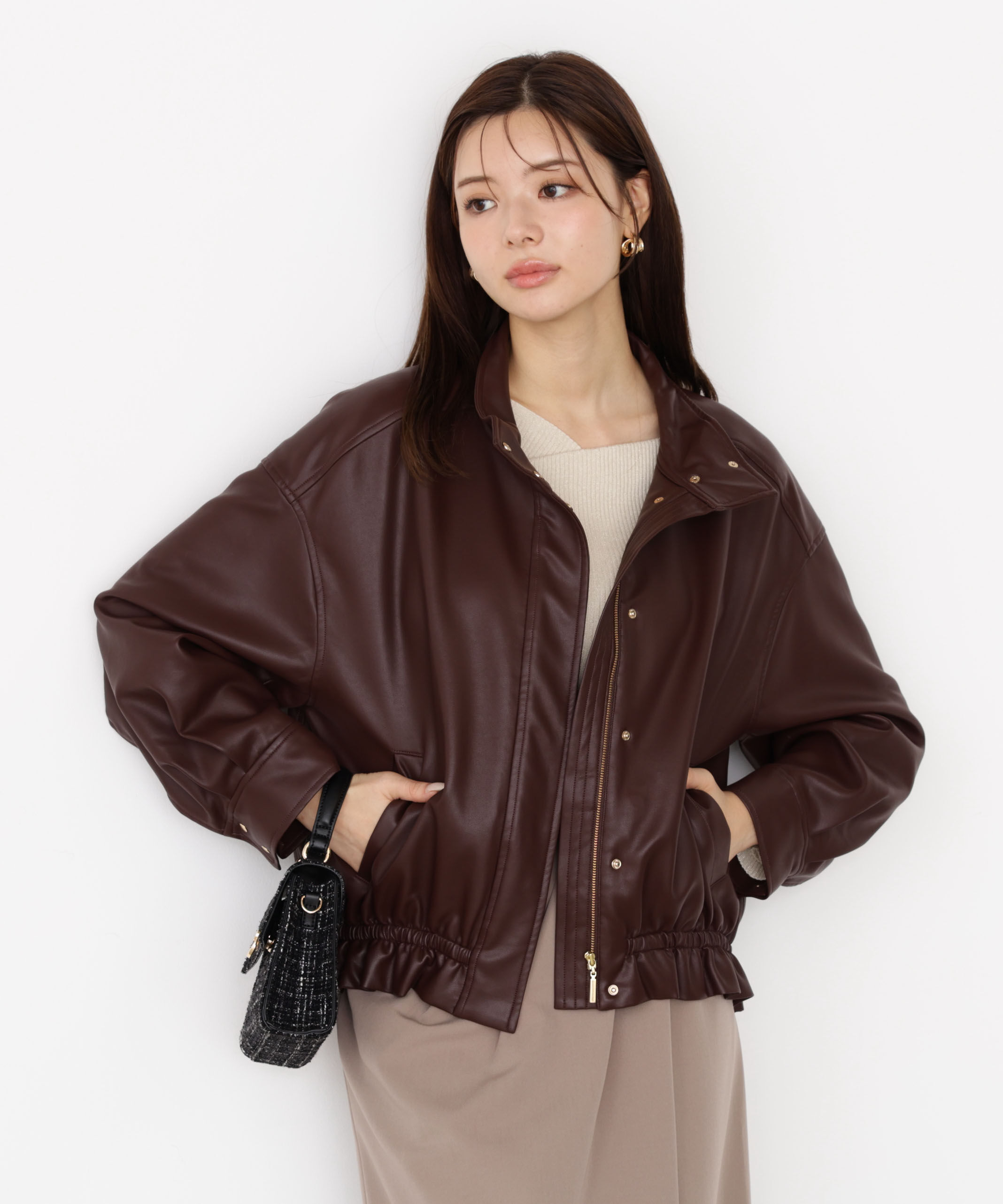 PROPORTION BODY DRESSING「合皮ドロストブルゾン 25AW」|ブルゾン・スタジャン|