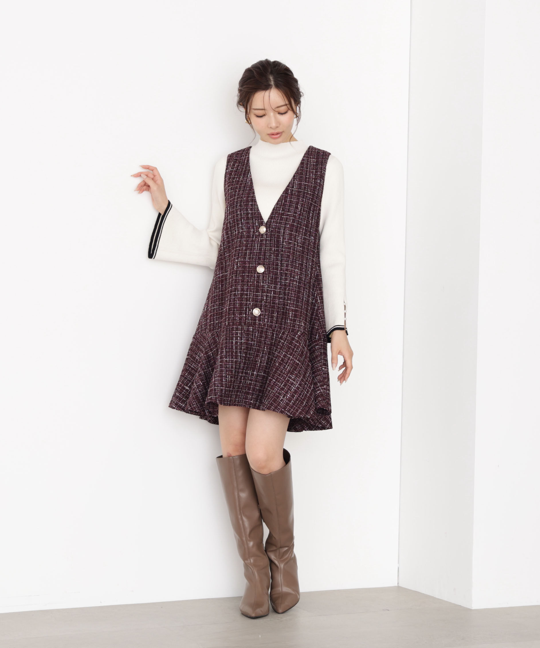 PROPORTION BODY DRESSING「＜ハンドウォッシャブル＞スタンドネックリブニット 25AW」|ニット・セーター|