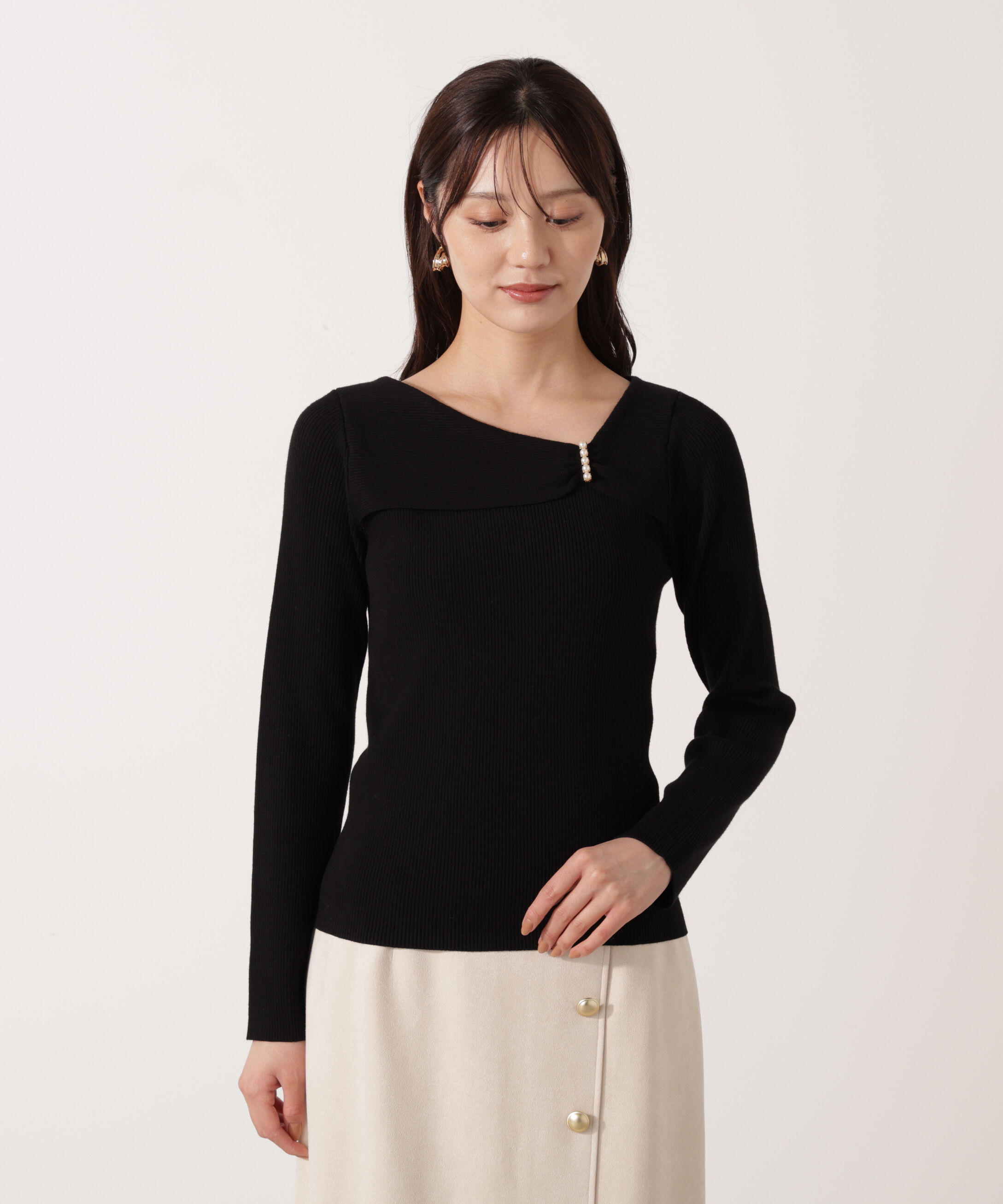 PROPORTION BODY DRESSING「アシメパールデザインニット 25AW」|ニット・セーター|