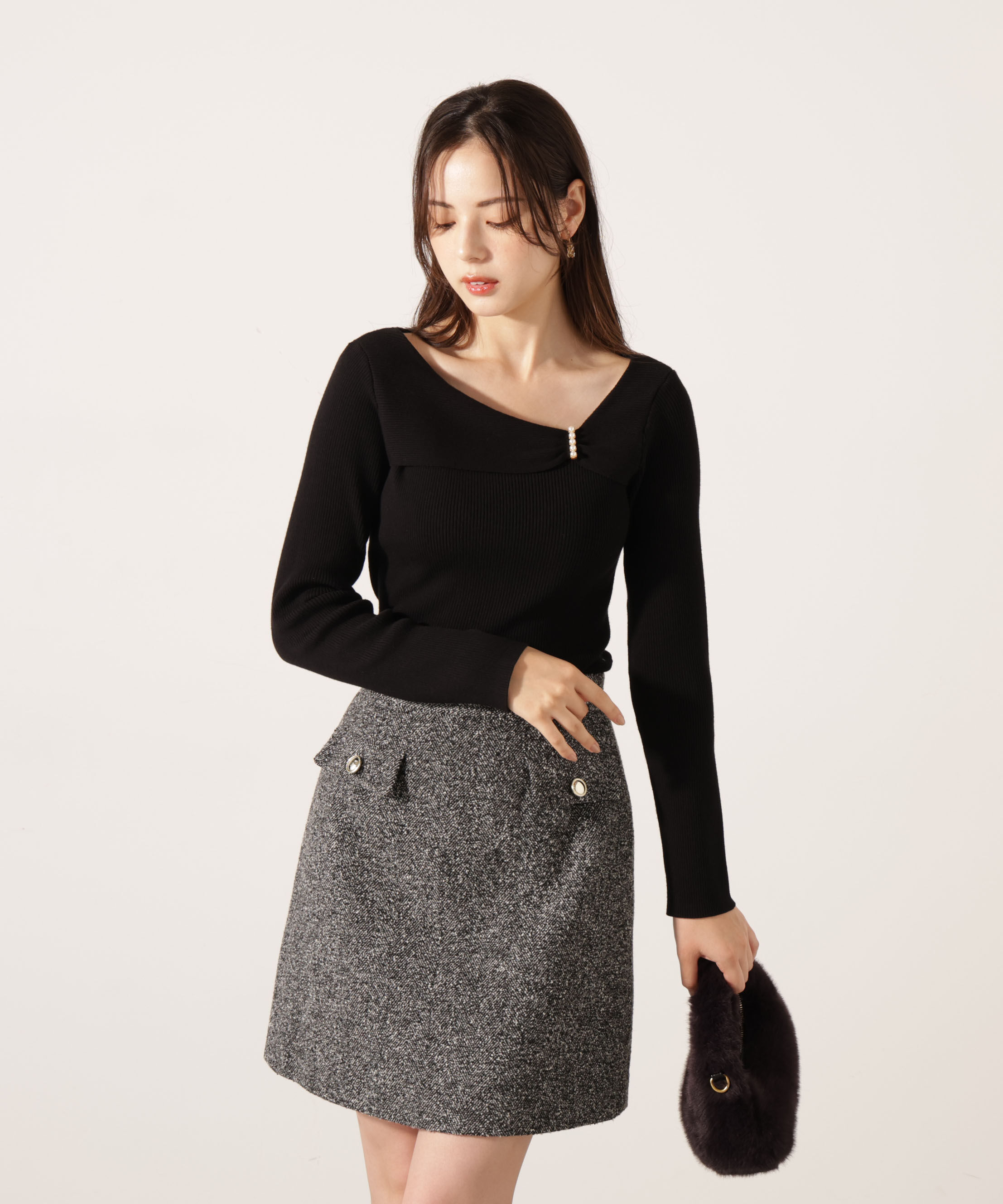 PROPORTION BODY DRESSING「アシメパールデザインニット 25AW」|ニット・セーター|