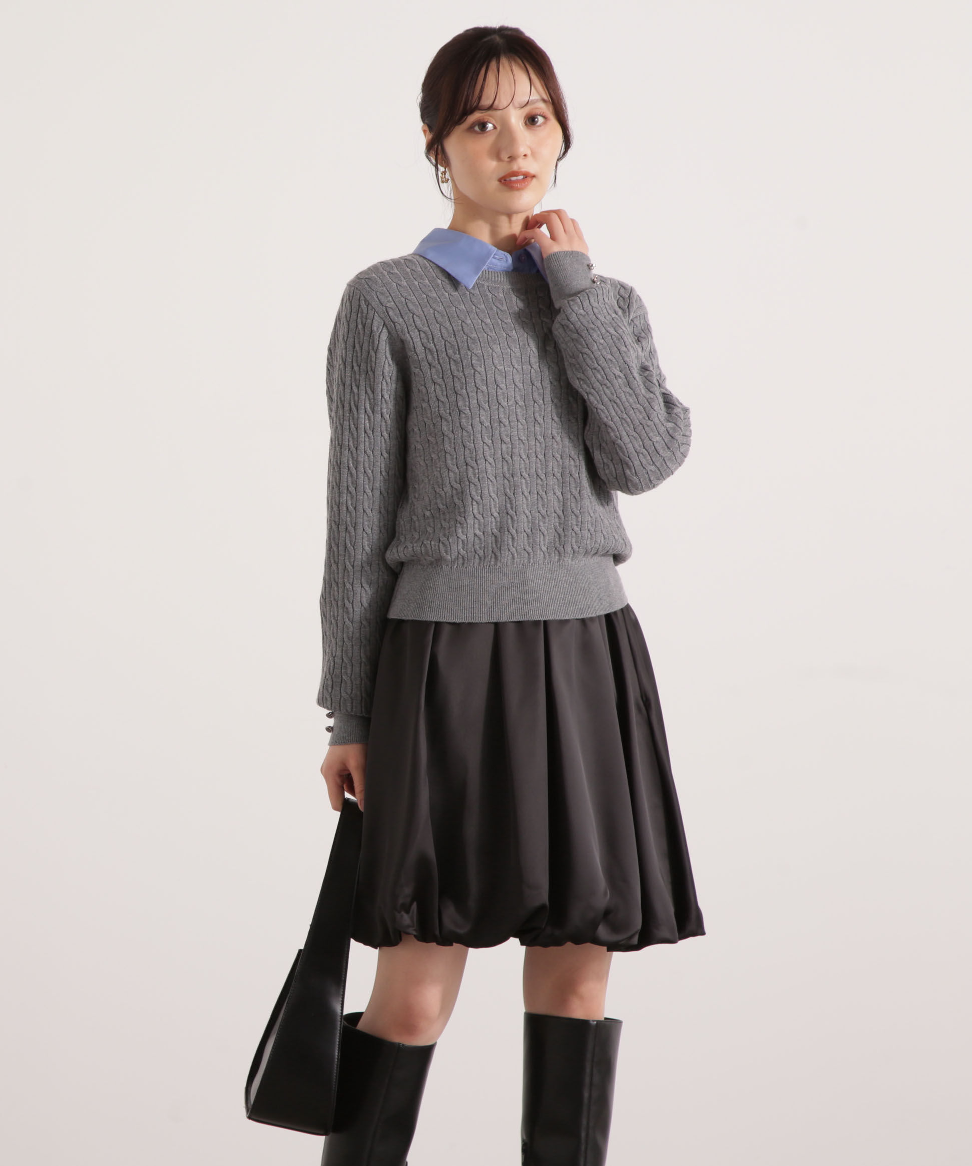 PROPORTION BODY DRESSING「＜ハンドウォッシャブル＞袖釦ミニケーブルニット」|ニット・セーター|