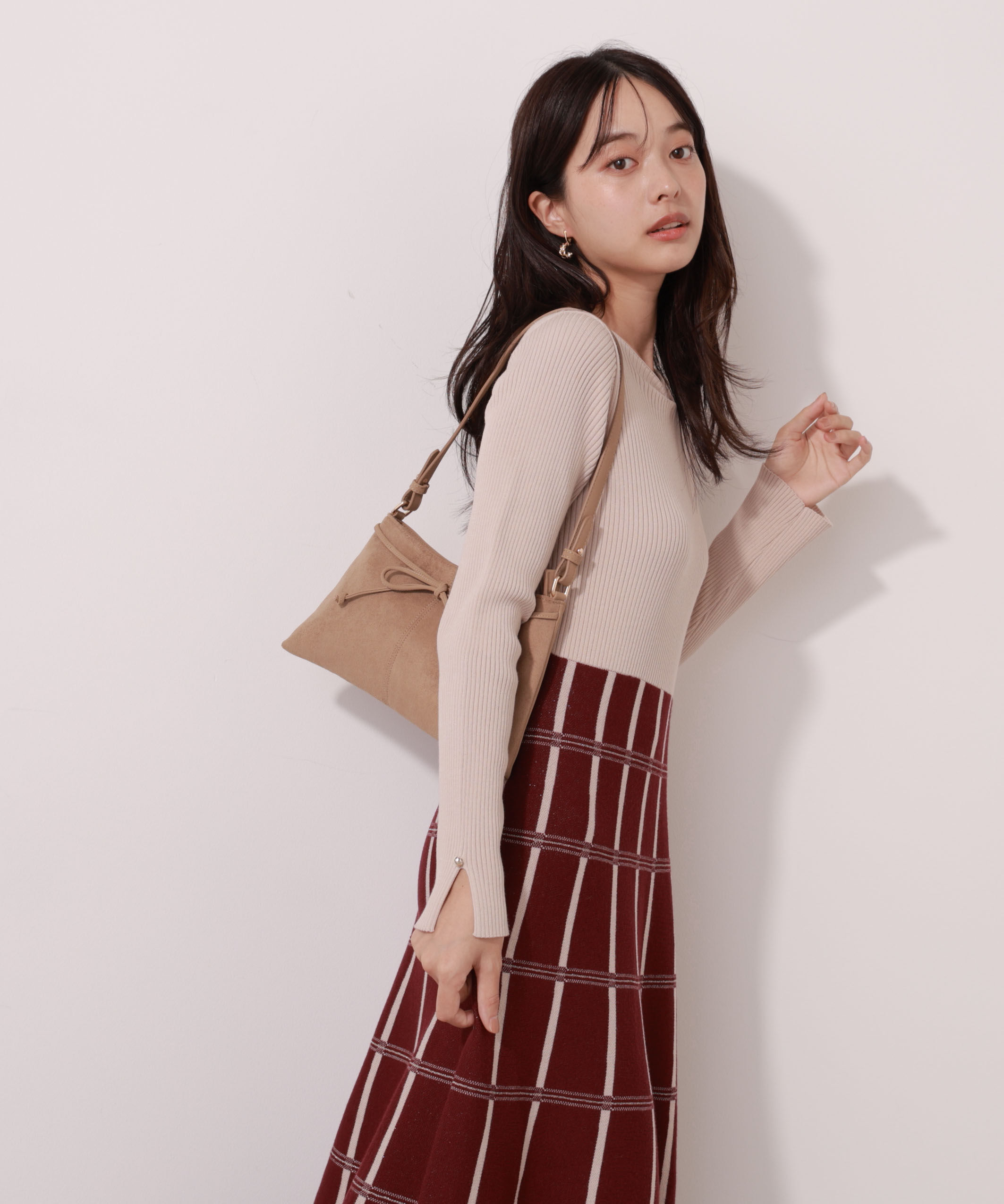 PROPORTION BODY DRESSING「チェック柄ジャガードニットワンピース 25AW」|ワンピース|