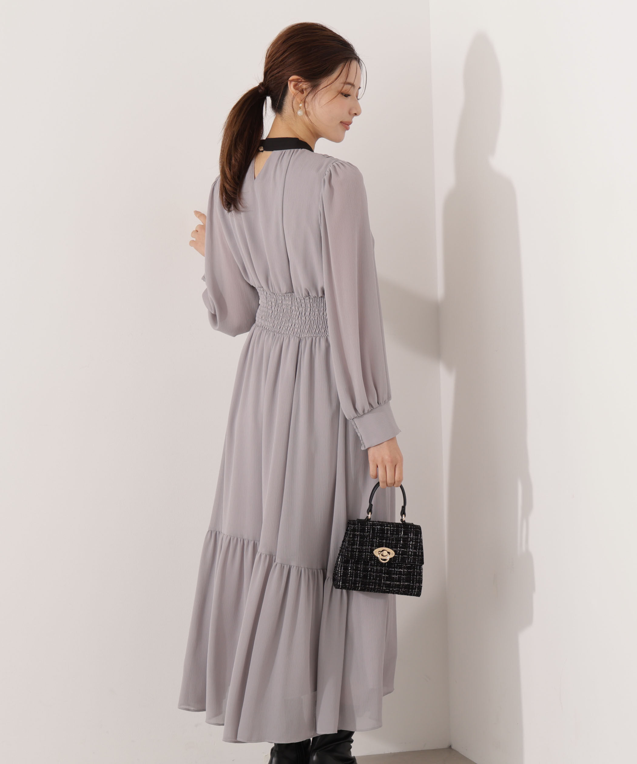 PROPORTION BODY DRESSING「タイ付きウエストシャーリングワンピース」|ワンピース|