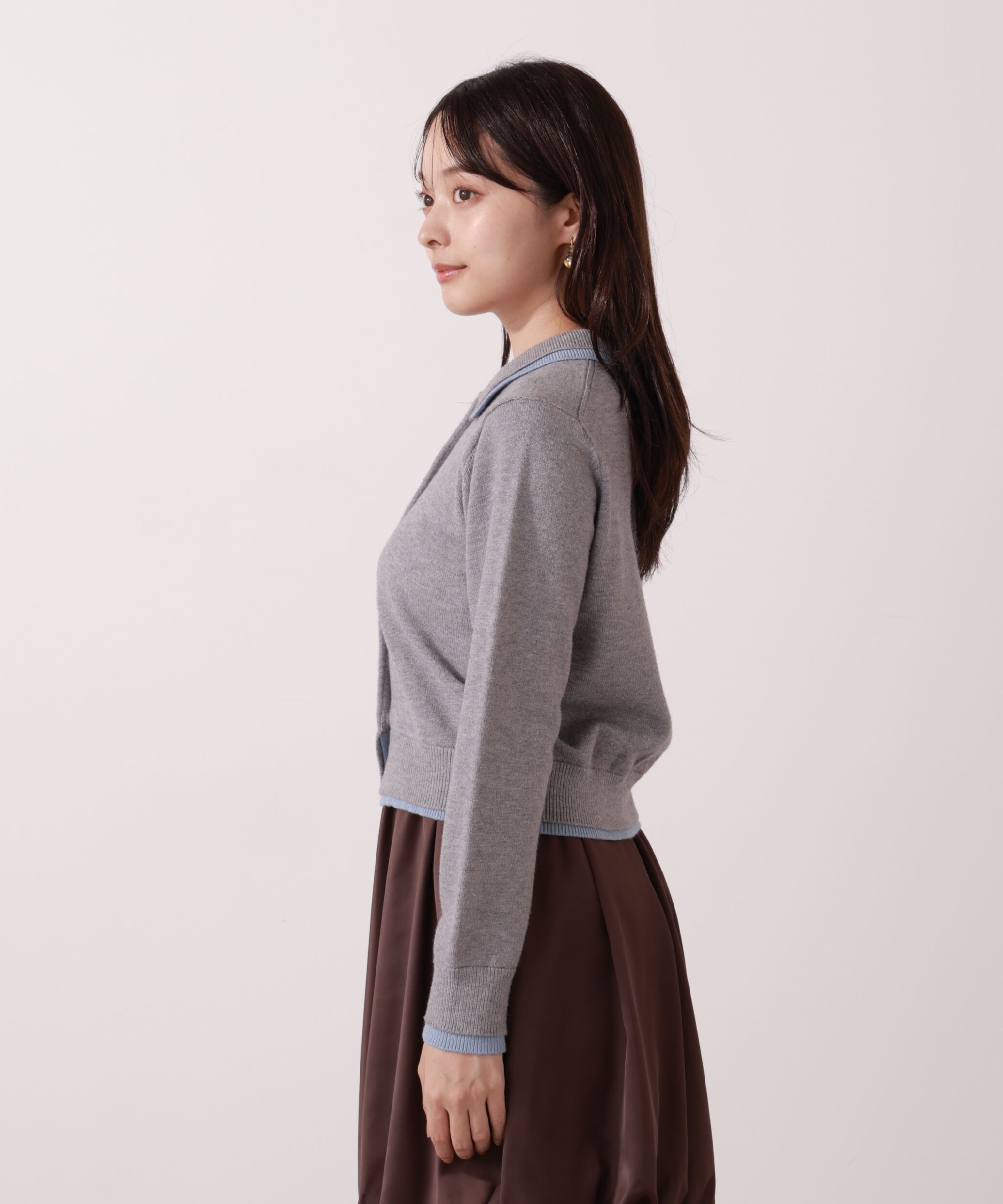 PROPORTION BODY DRESSING「＜ウォッシャブル＞ポロレイヤード風ニット」|カーディガン|