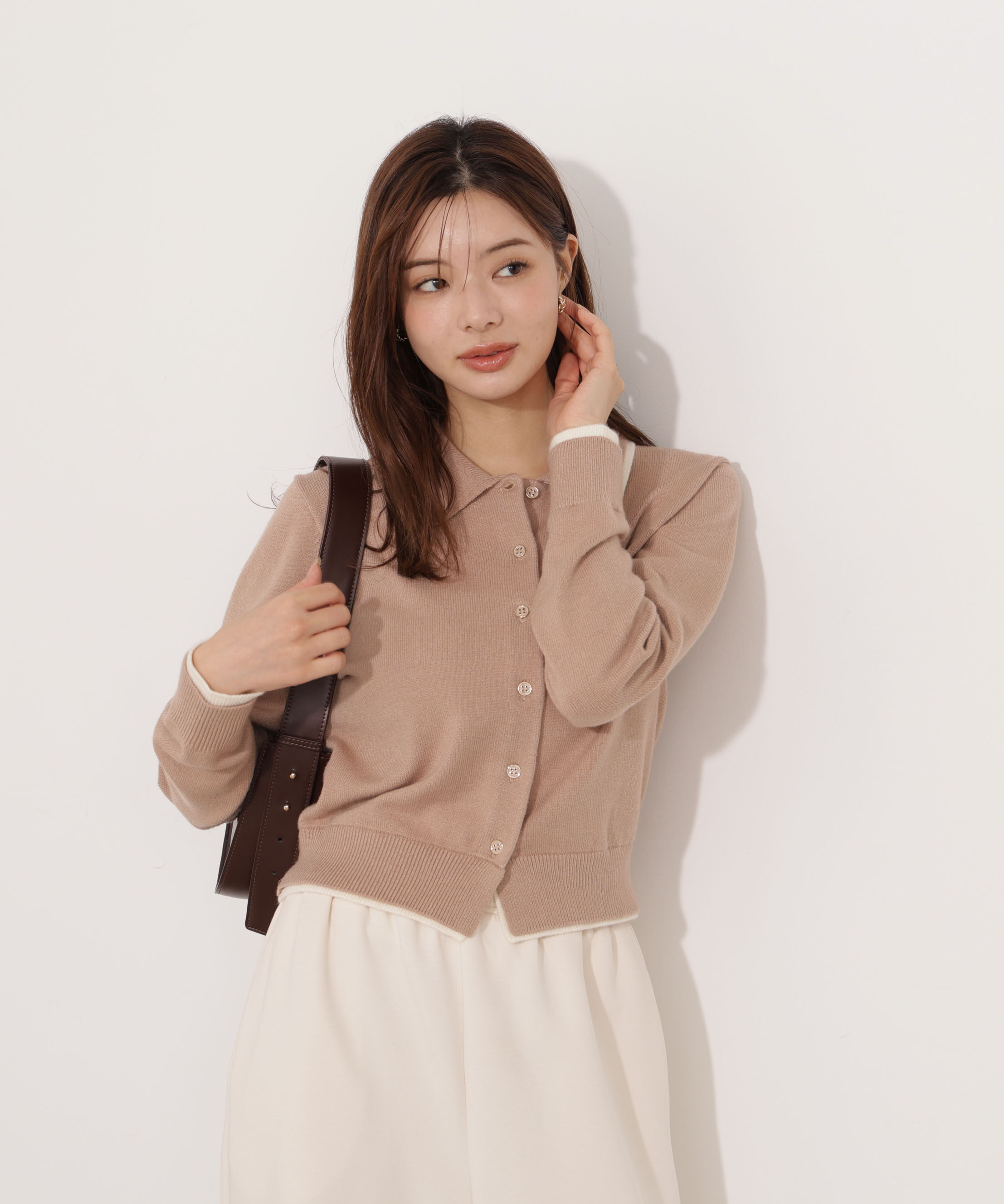 PROPORTION BODY DRESSING「＜ウォッシャブル＞ポロレイヤード風ニット」|カーディガン|