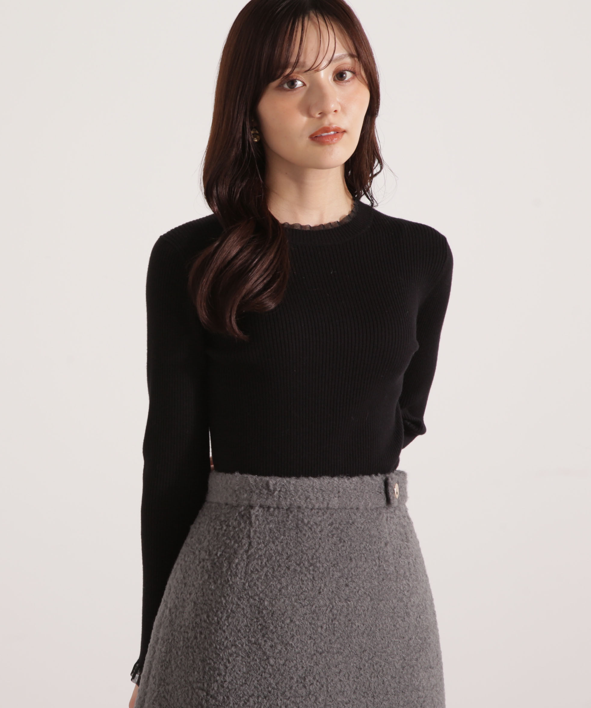 PROPORTION BODY DRESSING「部分シアーリブニット 25AW 」|ニット・セーター|