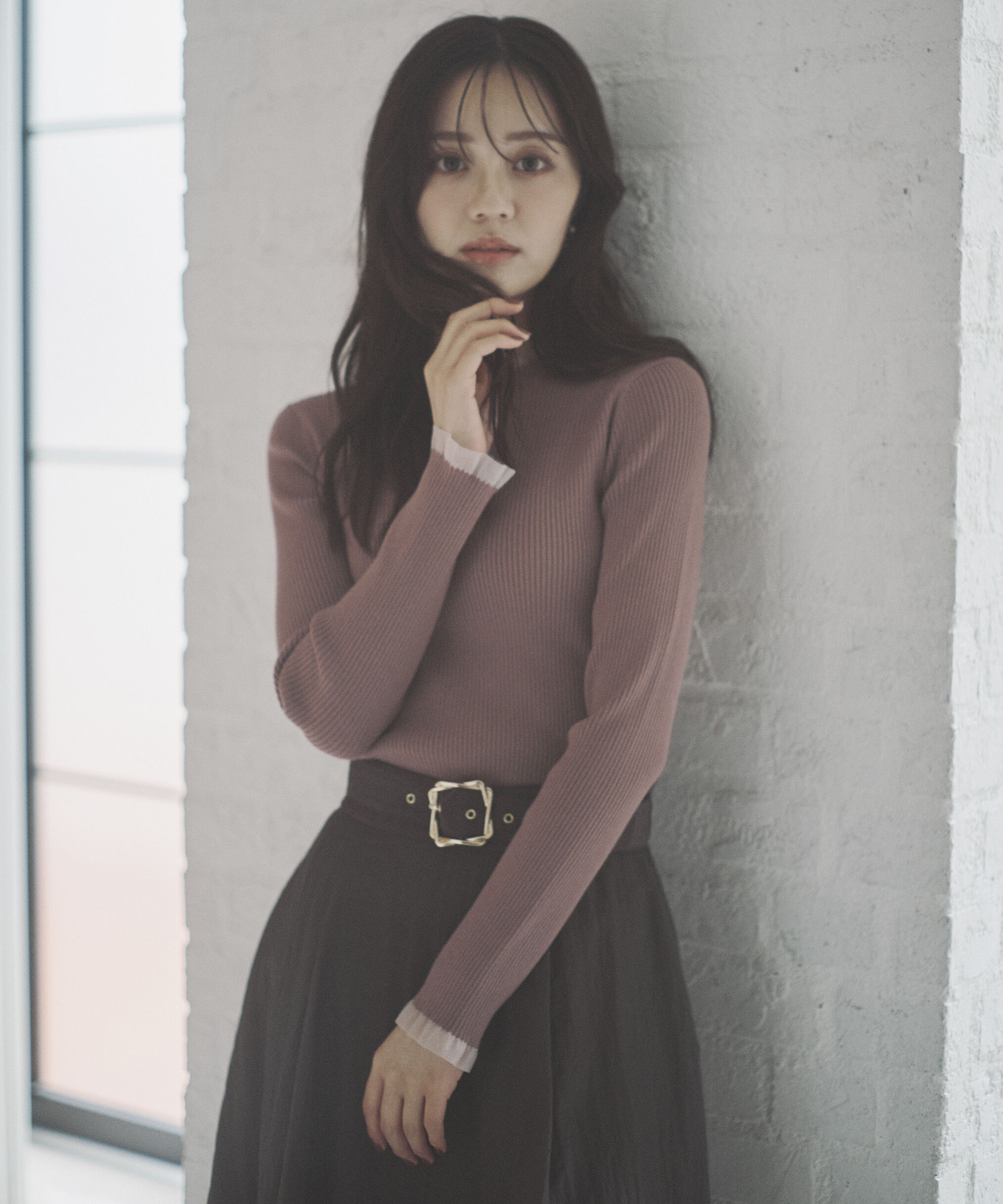 PROPORTION BODY DRESSING「部分シアーリブニット 25AW 」|ニット・セーター|モカ1