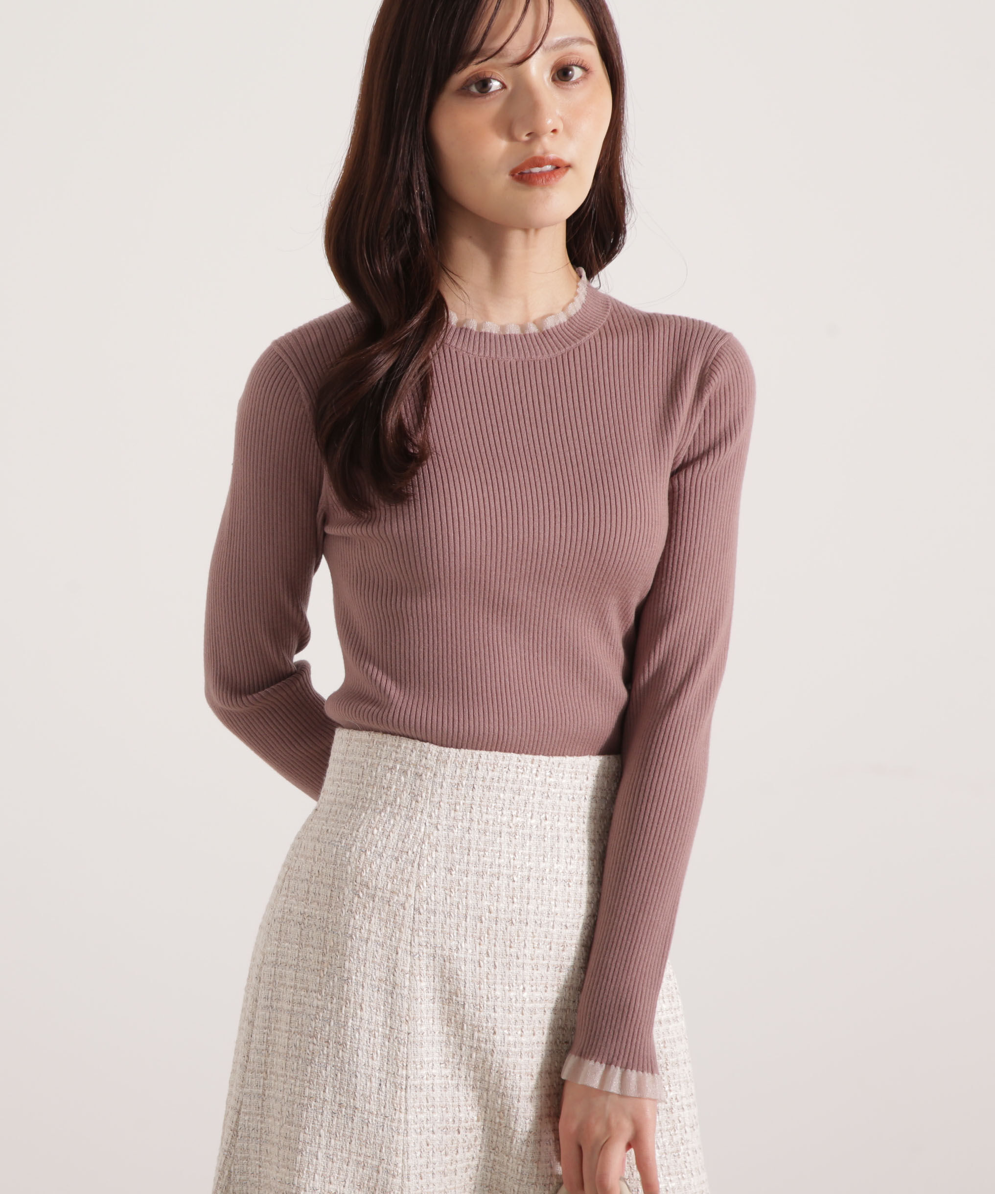 PROPORTION BODY DRESSING「部分シアーリブニット 25AW 」|ニット・セーター|