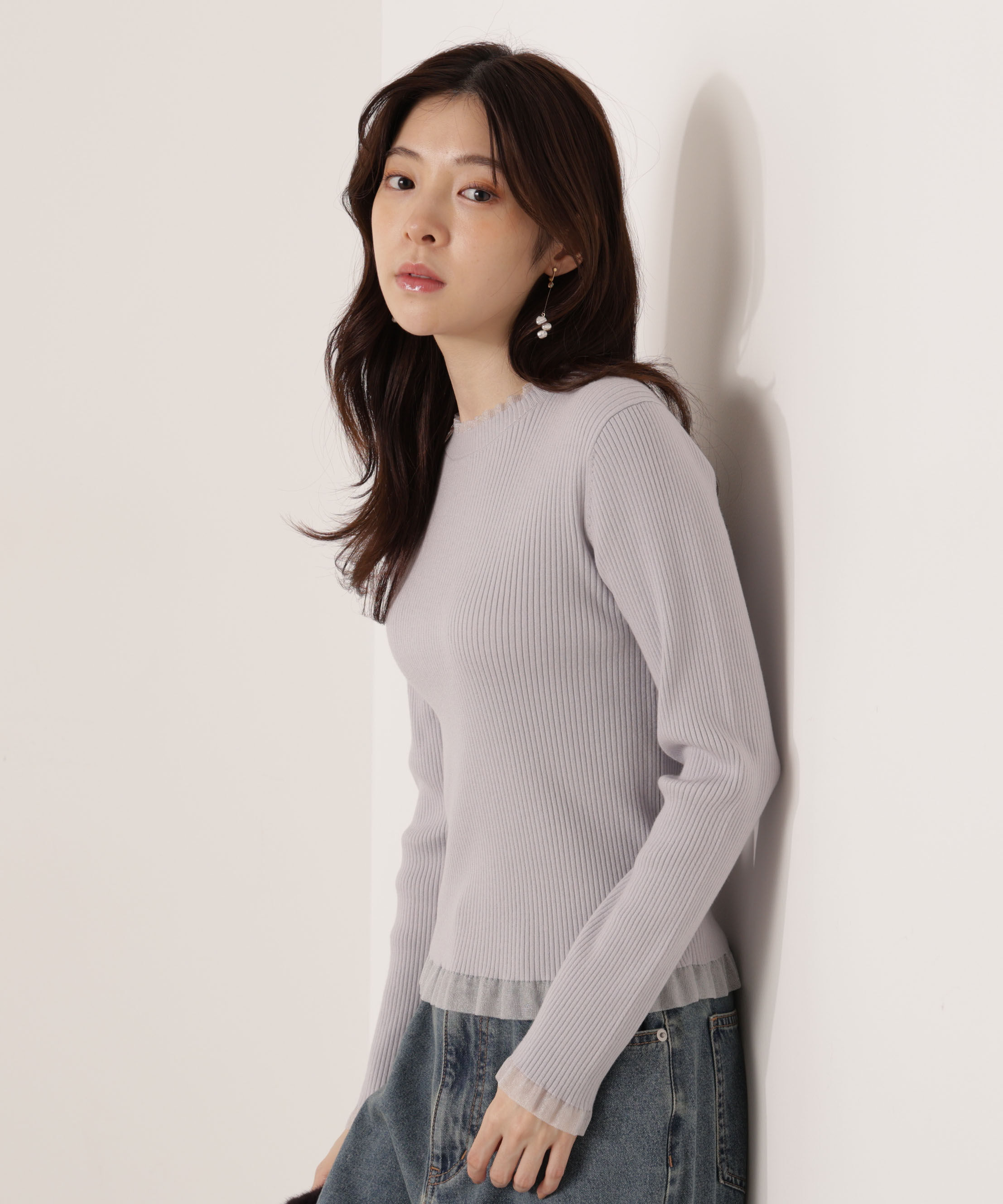 PROPORTION BODY DRESSING「部分シアーリブニット 25AW 」|ニット・セーター|
