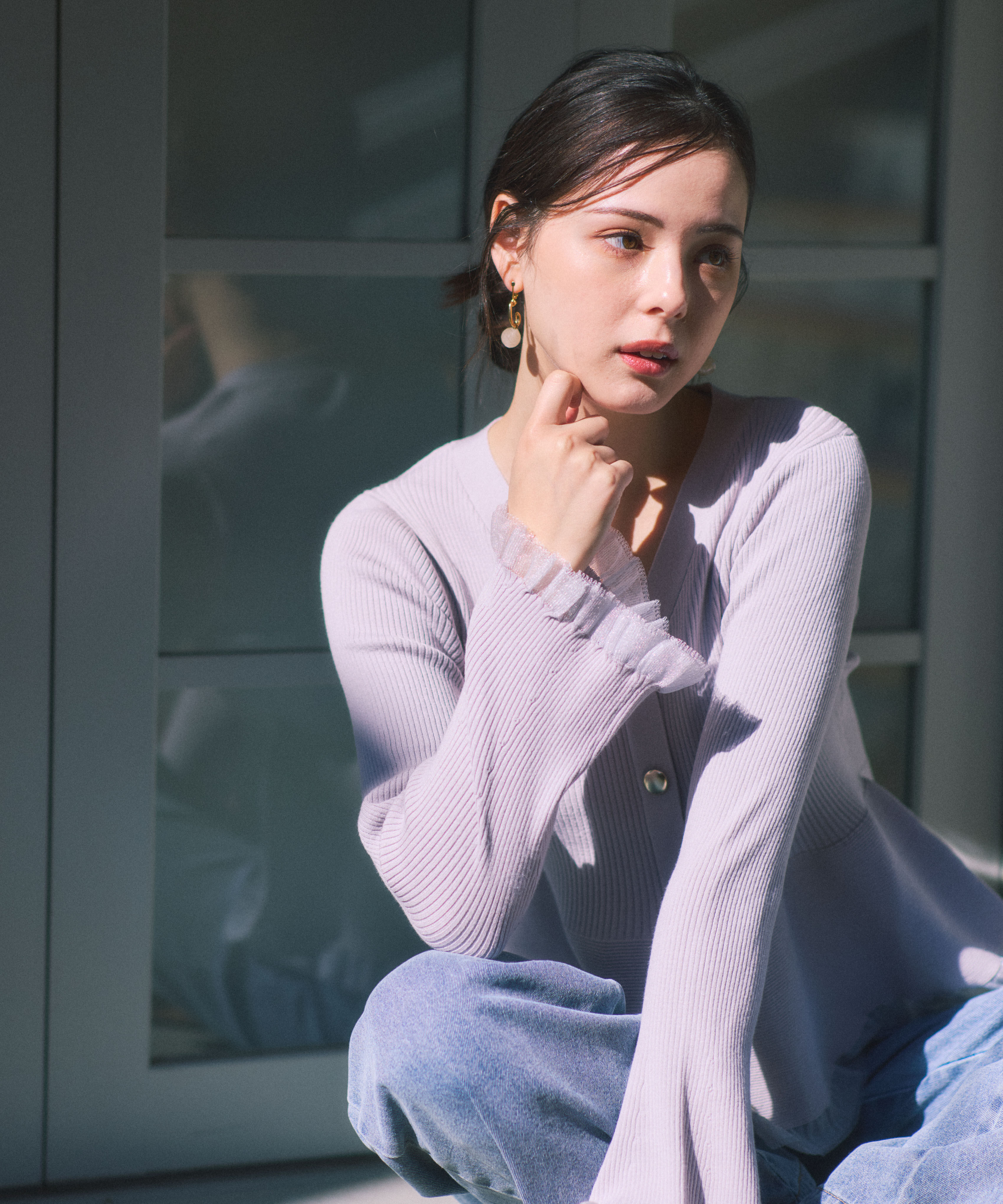 PROPORTION BODY DRESSING「シアー切替ペプラムニット」|ニット・セーター|