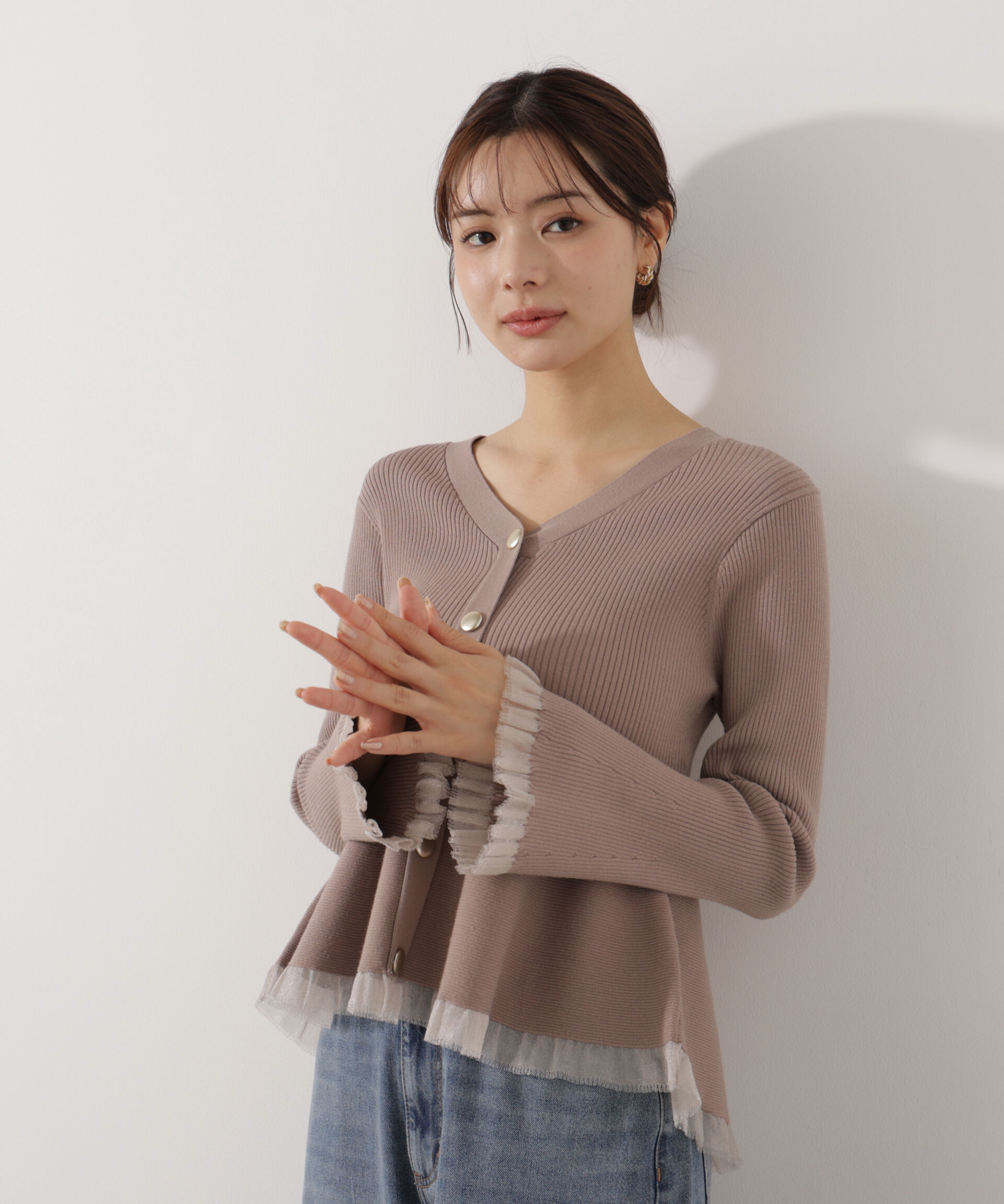 PROPORTION BODY DRESSING「シアー切替ペプラムニット」|ニット・セーター|