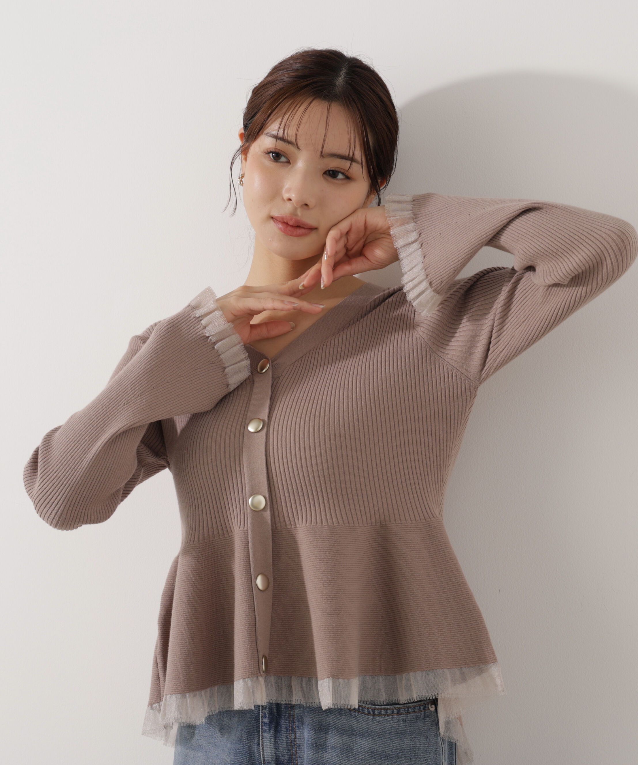 PROPORTION BODY DRESSING「シアー切替ペプラムニット」|ニット・セーター|