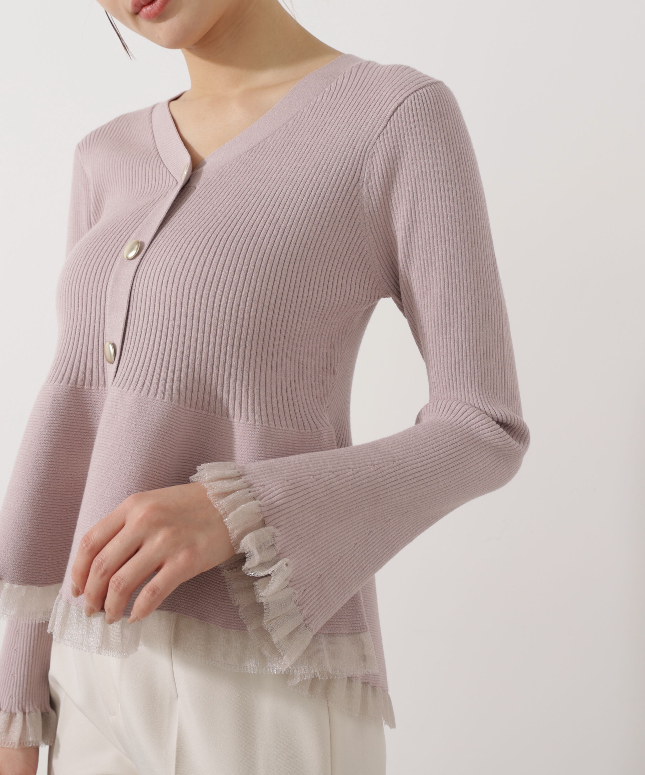 PROPORTION BODY DRESSING「シアー切替ペプラムニット」|ニット・セーター|