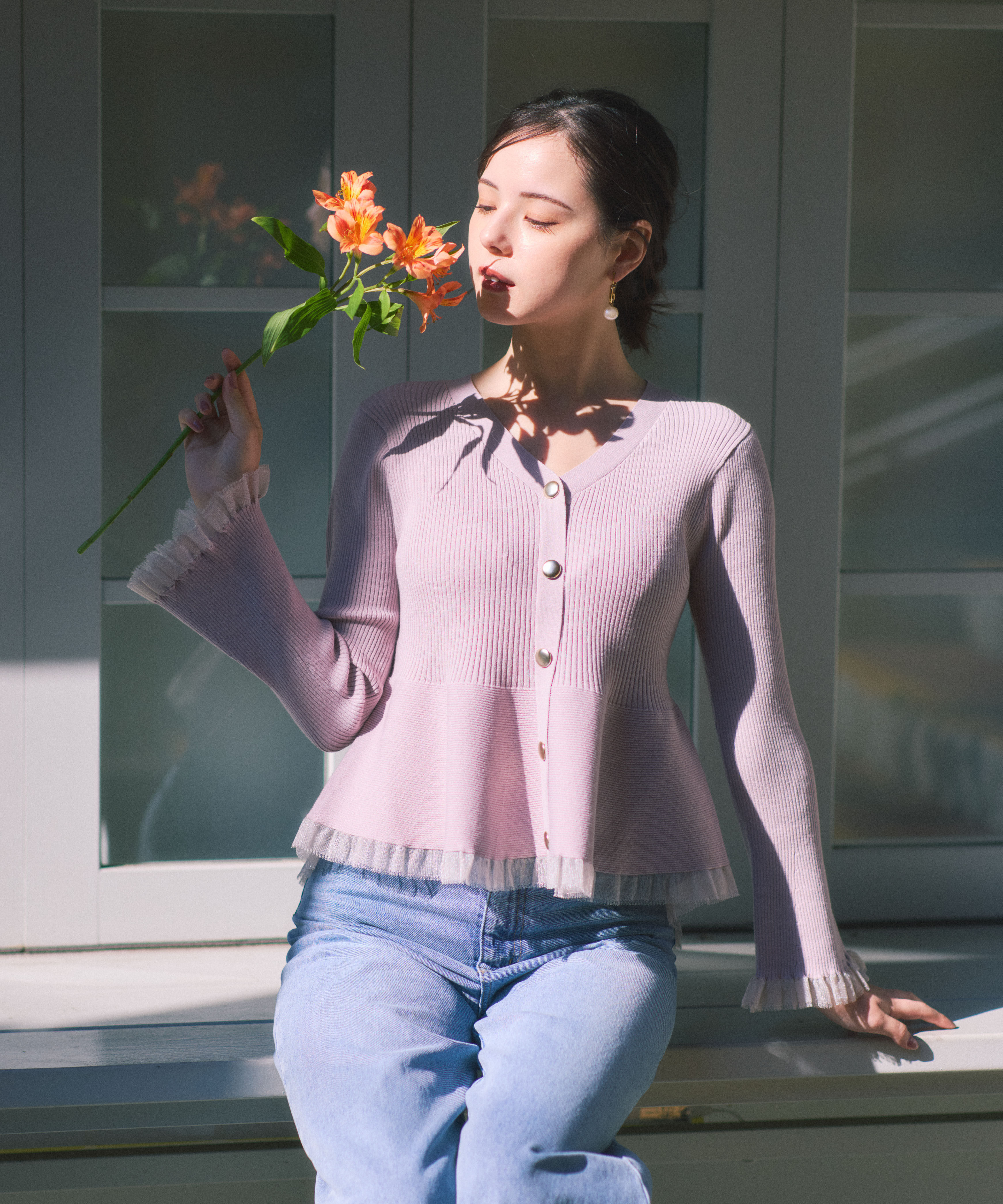 PROPORTION BODY DRESSING「シアー切替ペプラムニット」|ニット・セーター|