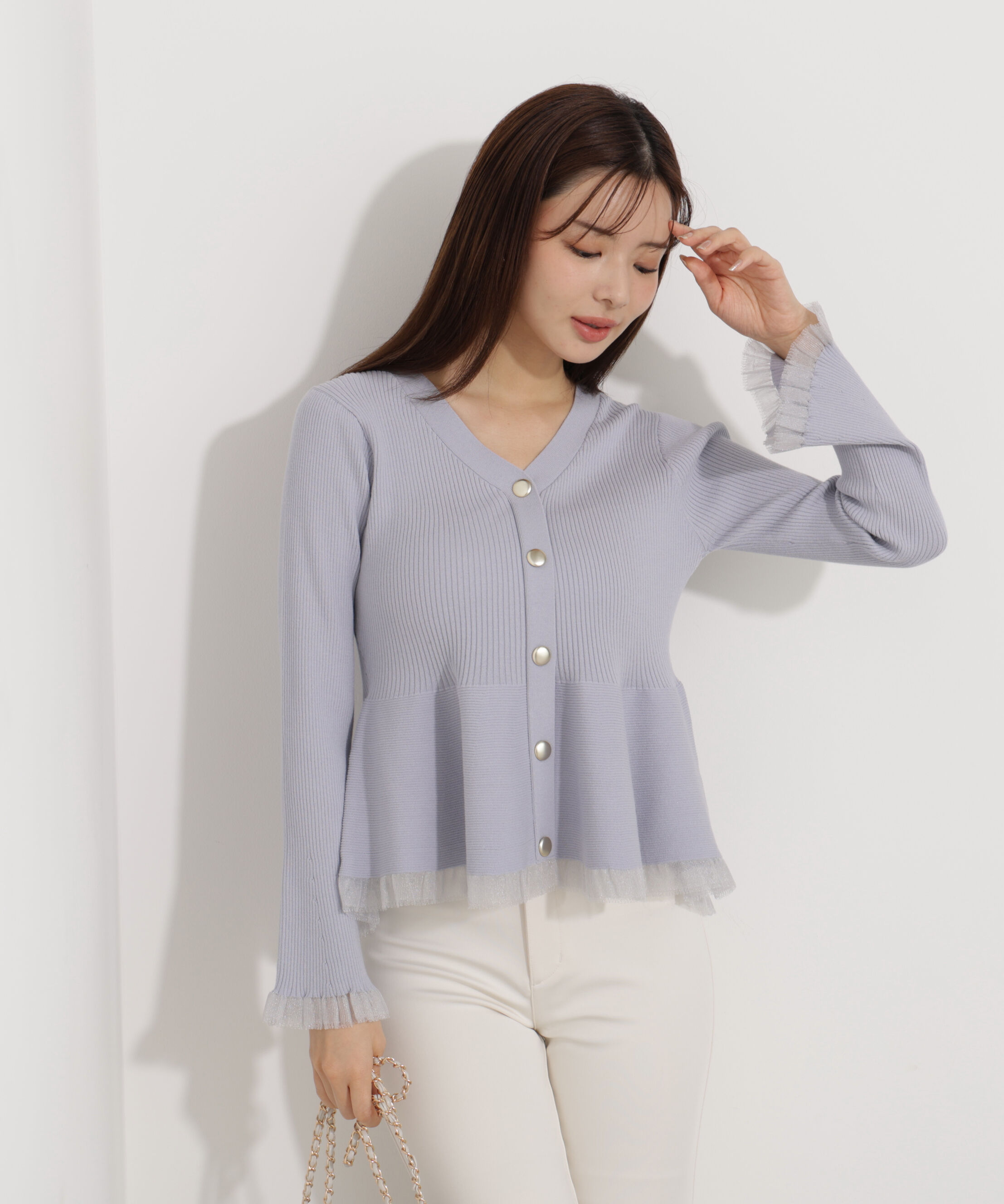 PROPORTION BODY DRESSING「シアー切替ペプラムニット」|ニット・セーター|