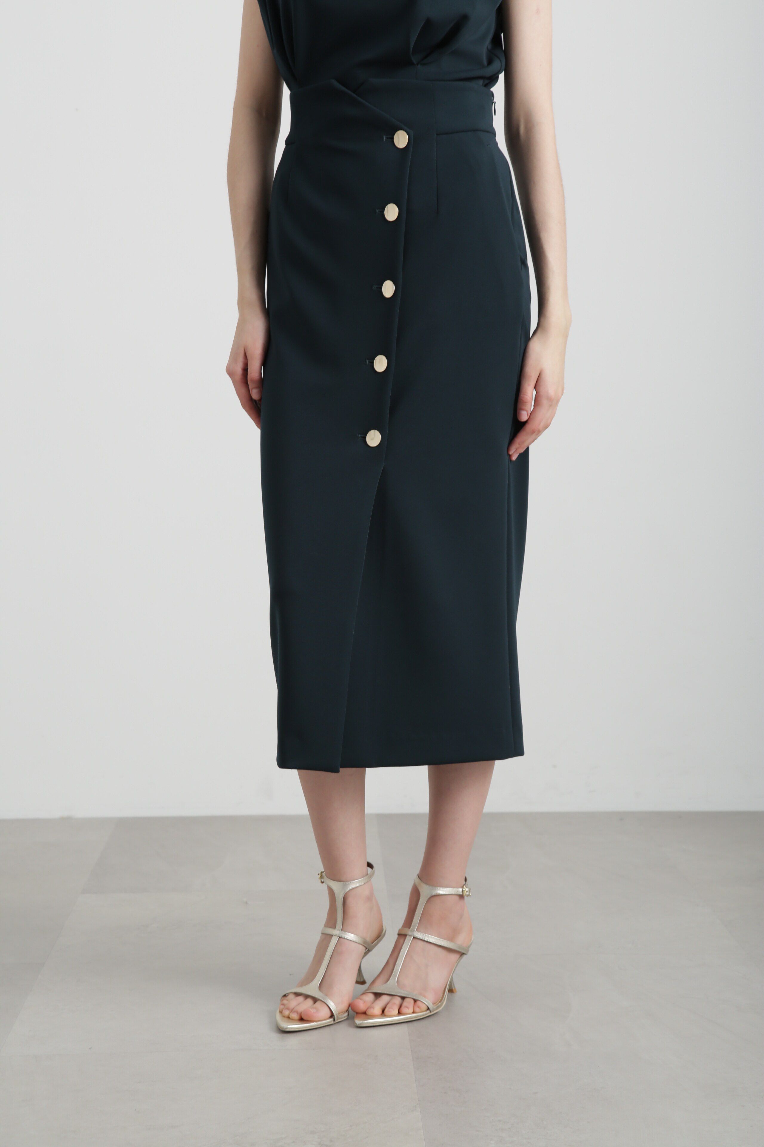  「◆フロントメタルボタンダンボールスカート」|スカート|グリーン