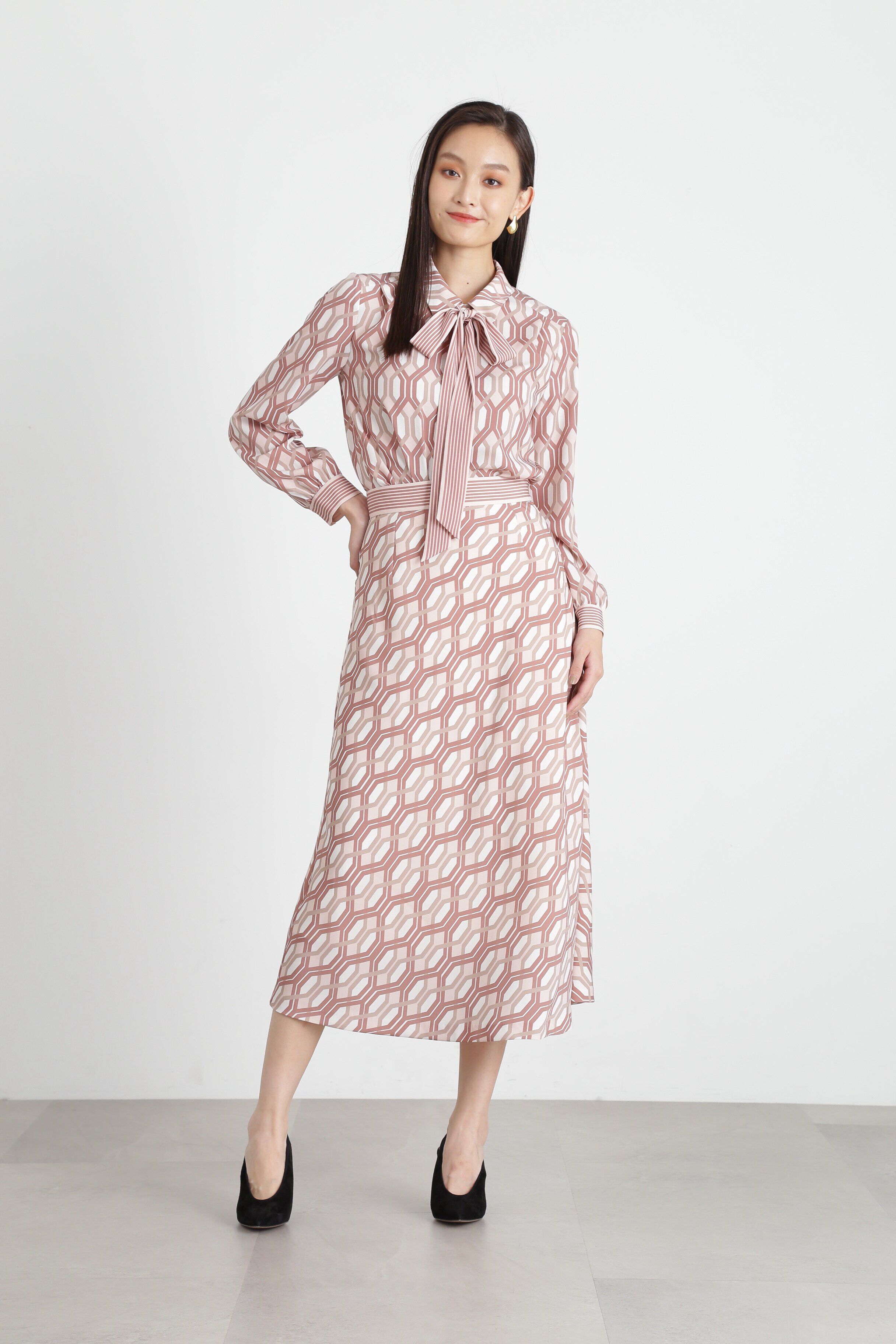  「◆ジオメトリックラインプリントブラウス」|シャツ・ブラウス|