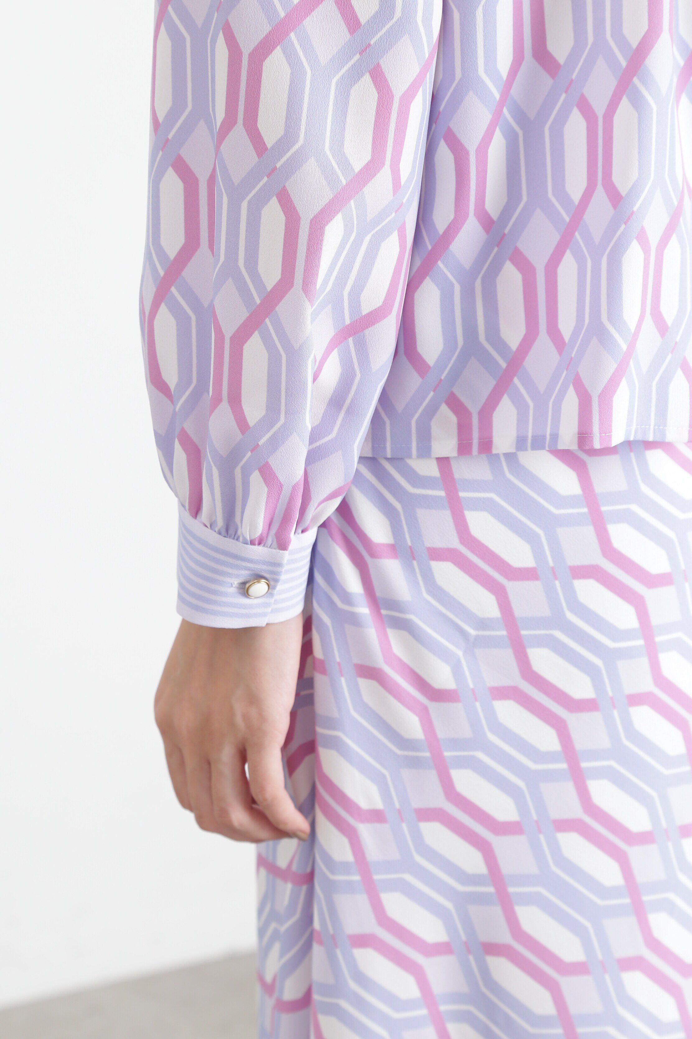  「◆ジオメトリックラインプリントブラウス」|シャツ・ブラウス|