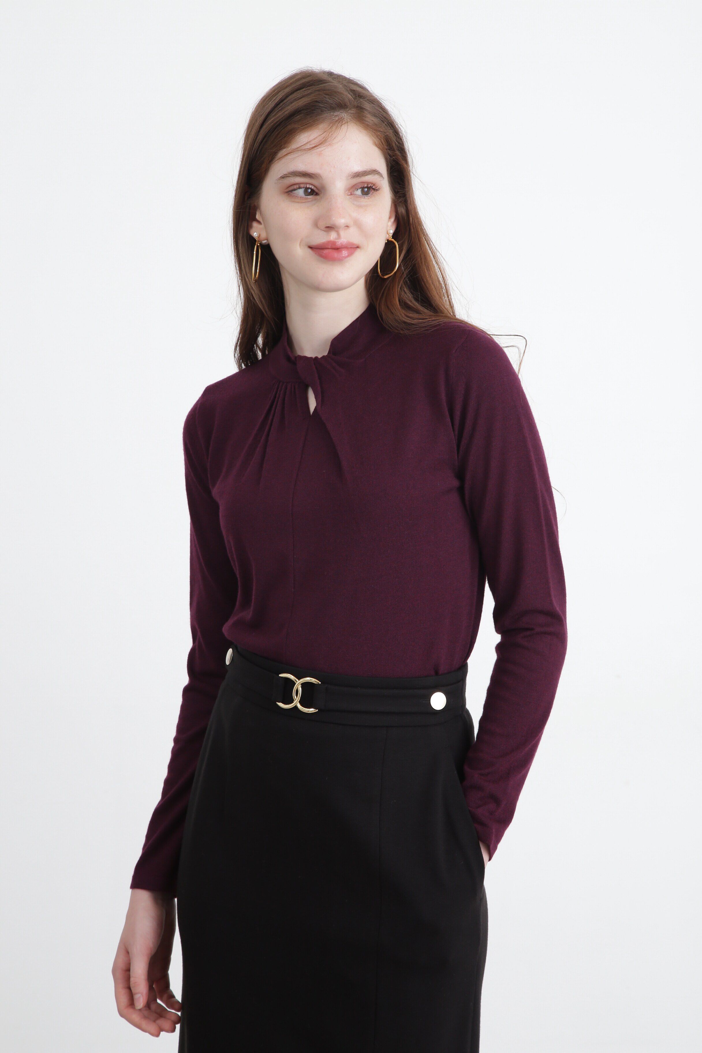  「◆タックネックニットプルオーバー」|ニット・セーター|