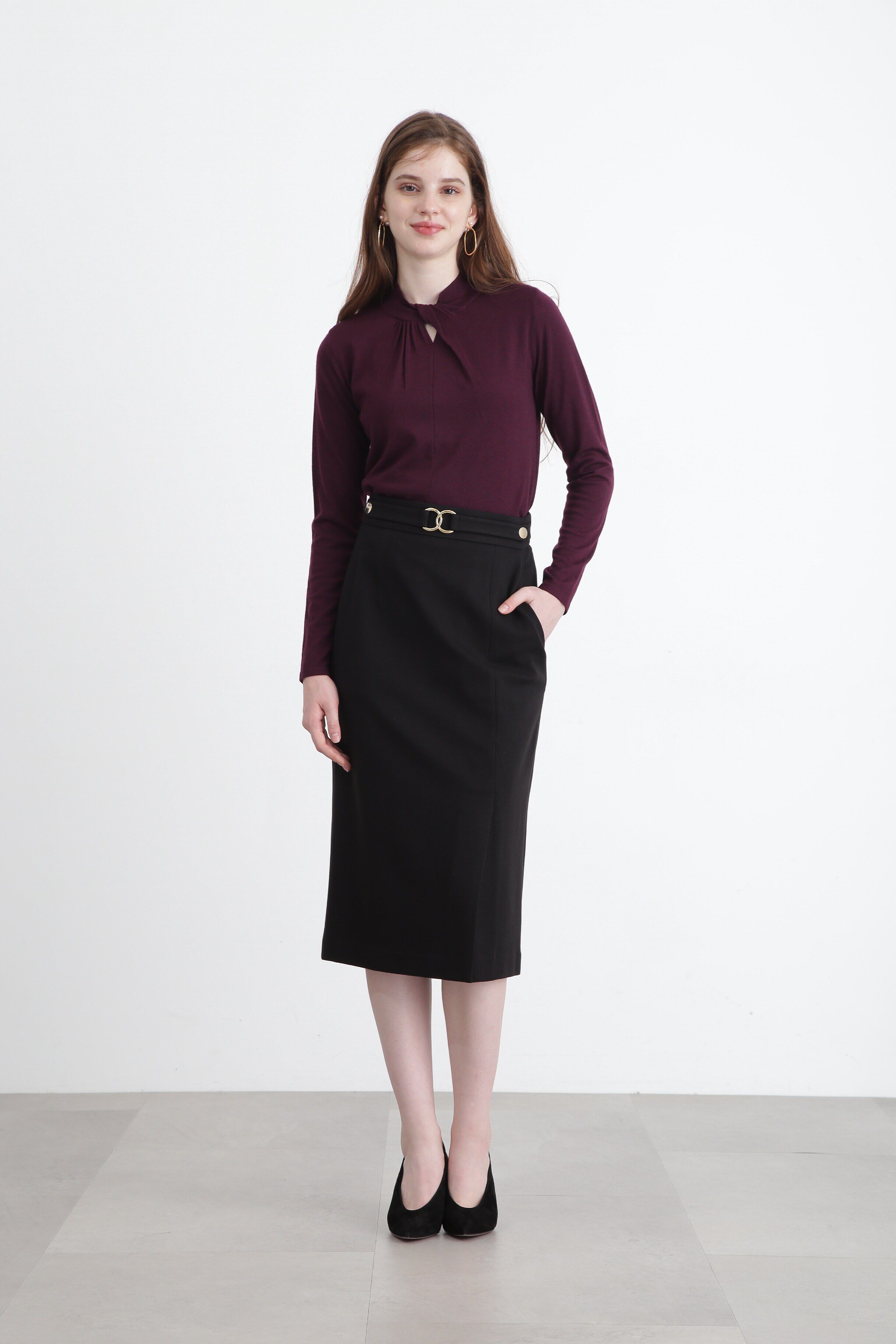  「◆タックネックニットプルオーバー」|ニット・セーター|