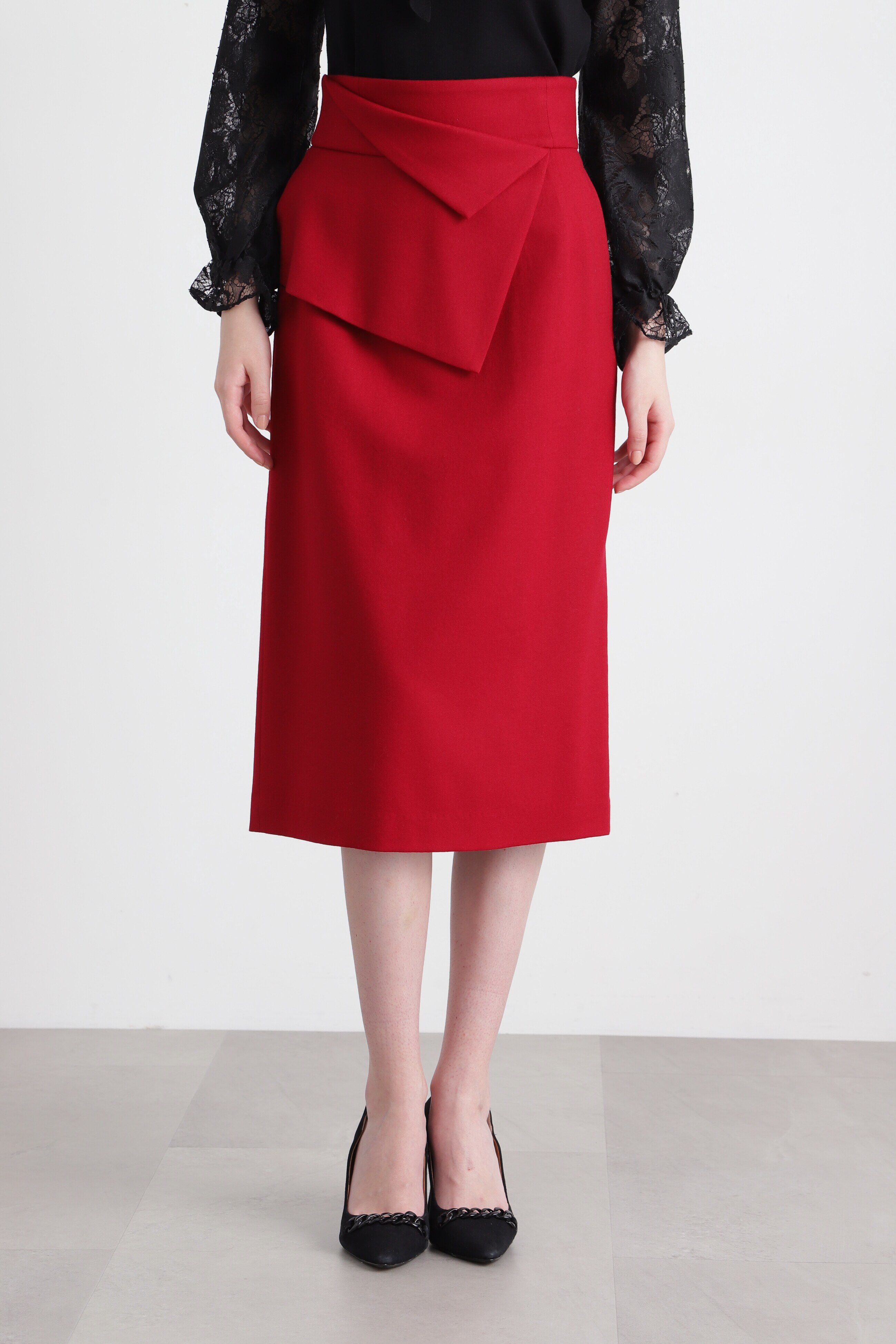  「◆ペプラムフラノスカート」|スカート|レッド