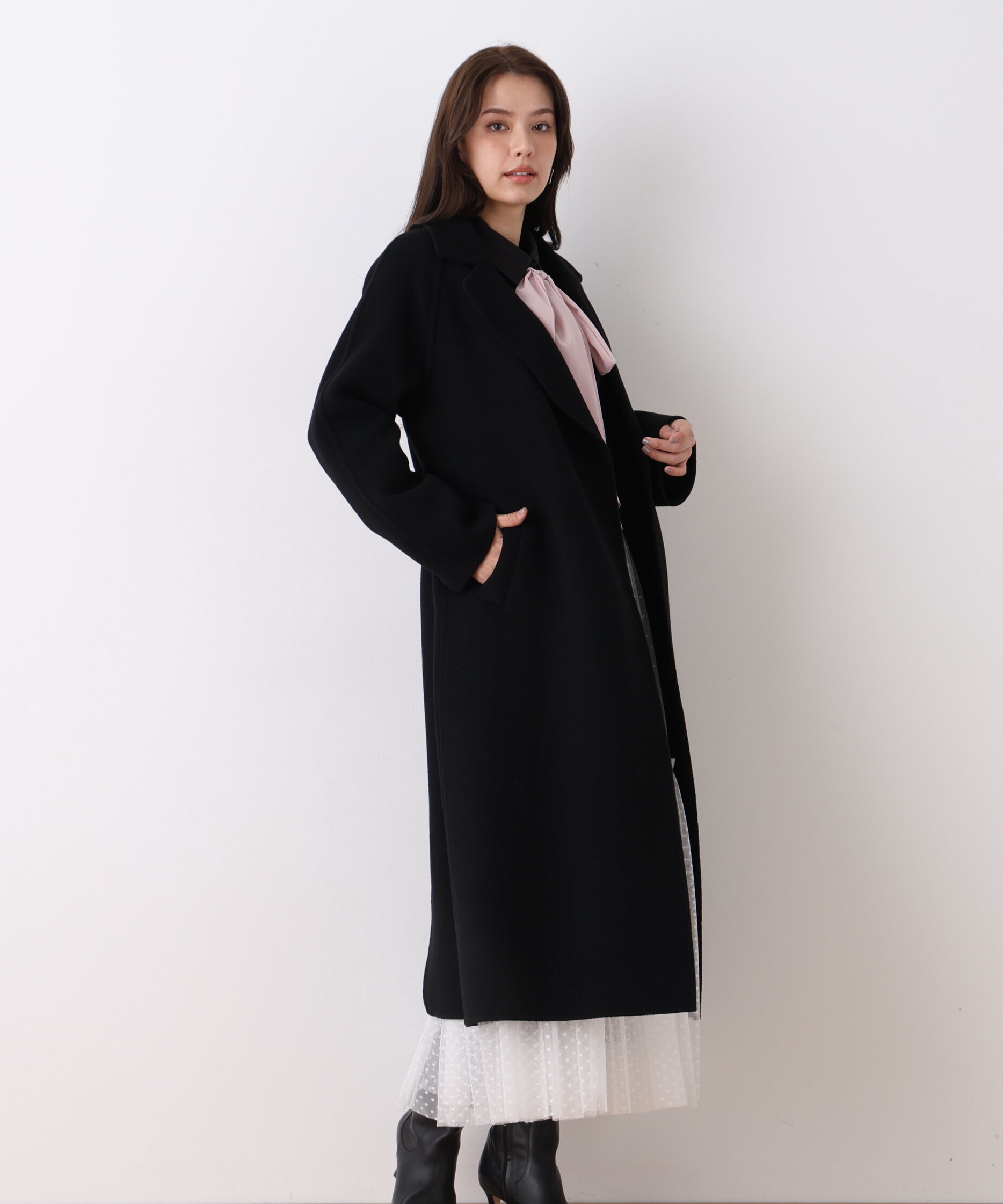  「ストール付きベルテッドリバーコート」|その他|