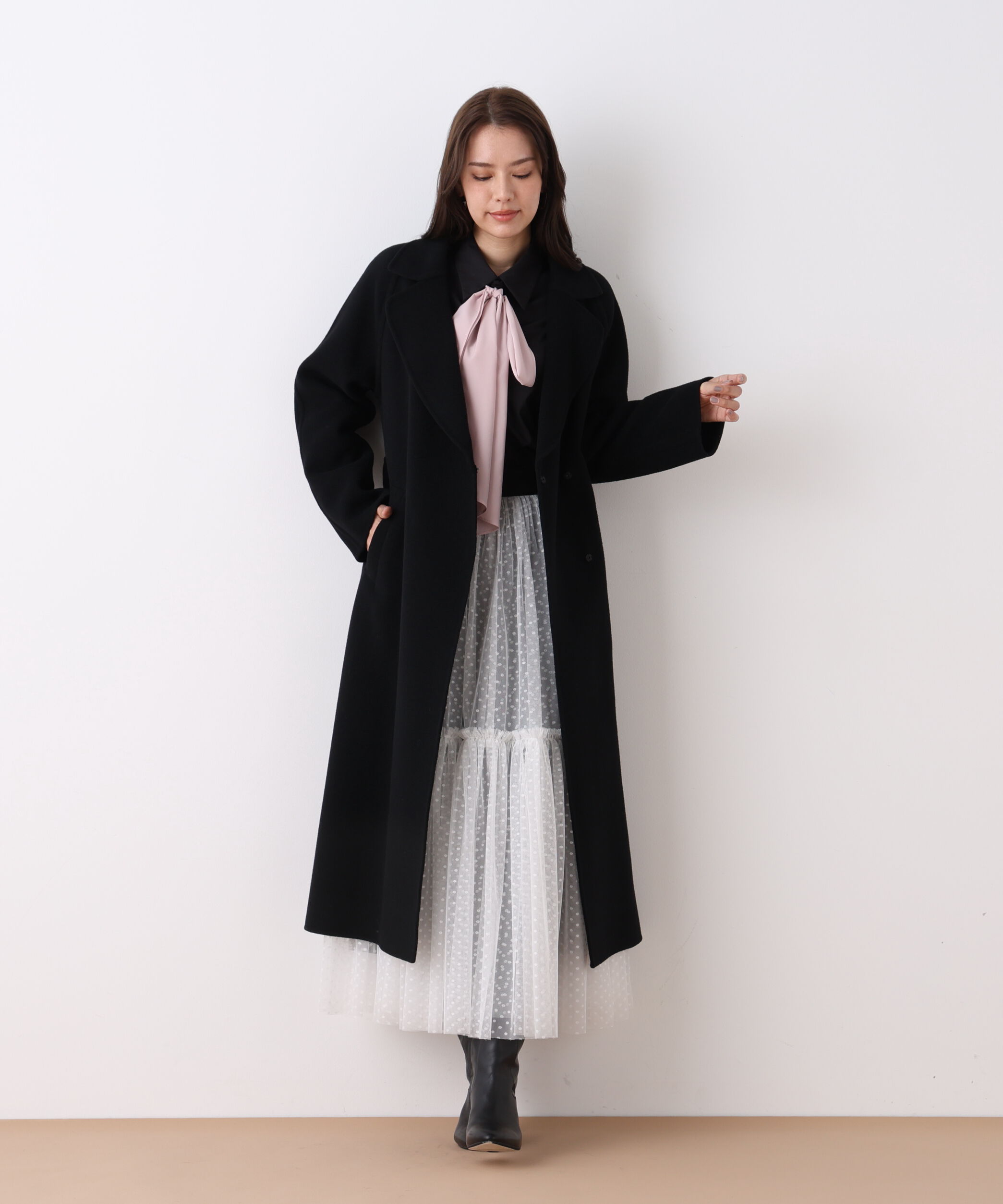  「ストール付きベルテッドリバーコート」|その他|