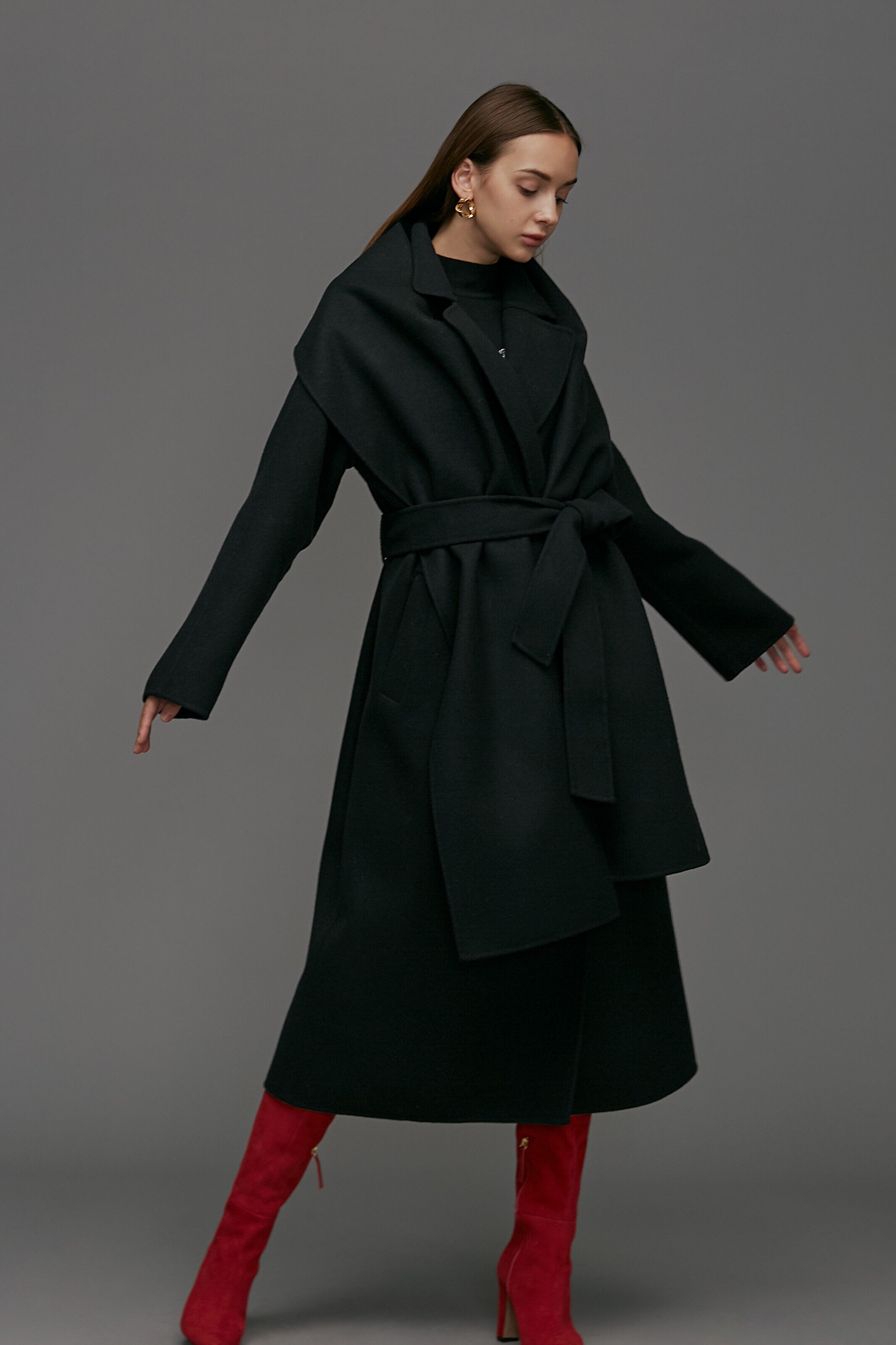  「ストール付きベルテッドリバーコート」|その他|