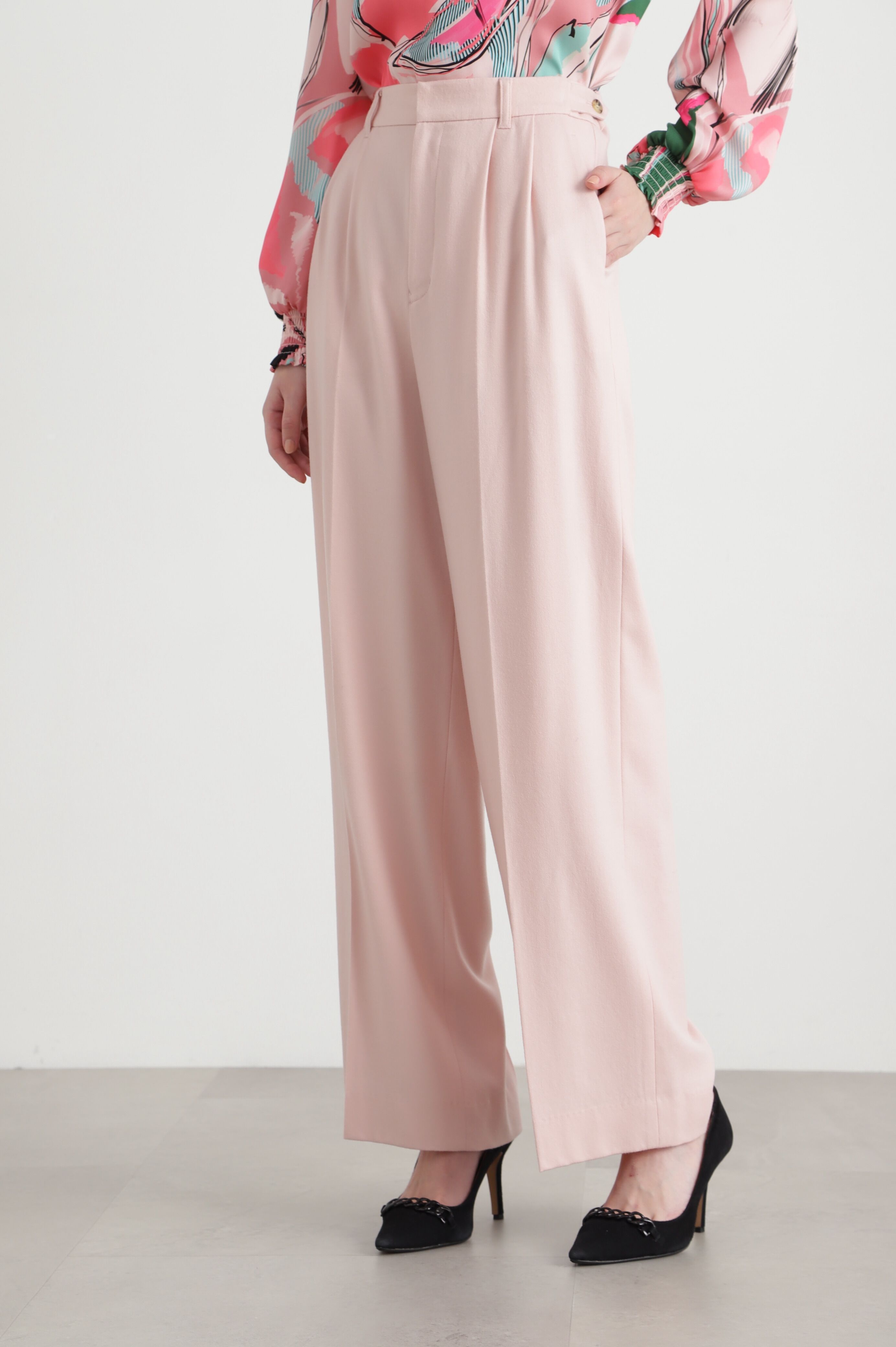  「◆ハイカウントフラノセミワイドパンツ」|その他|ピンク