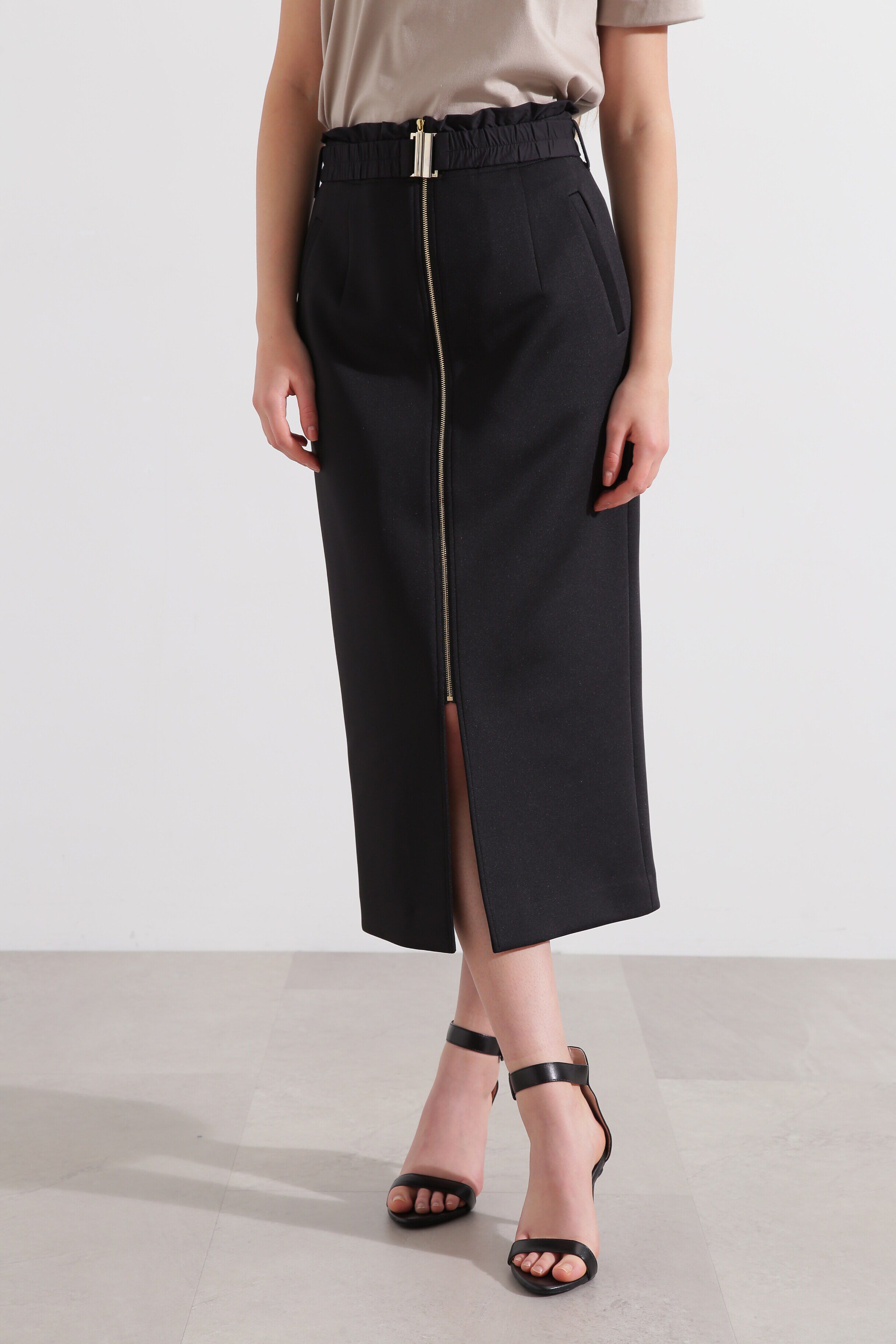  「◆フロントジップダンボールスカート」|スカート|ブラック