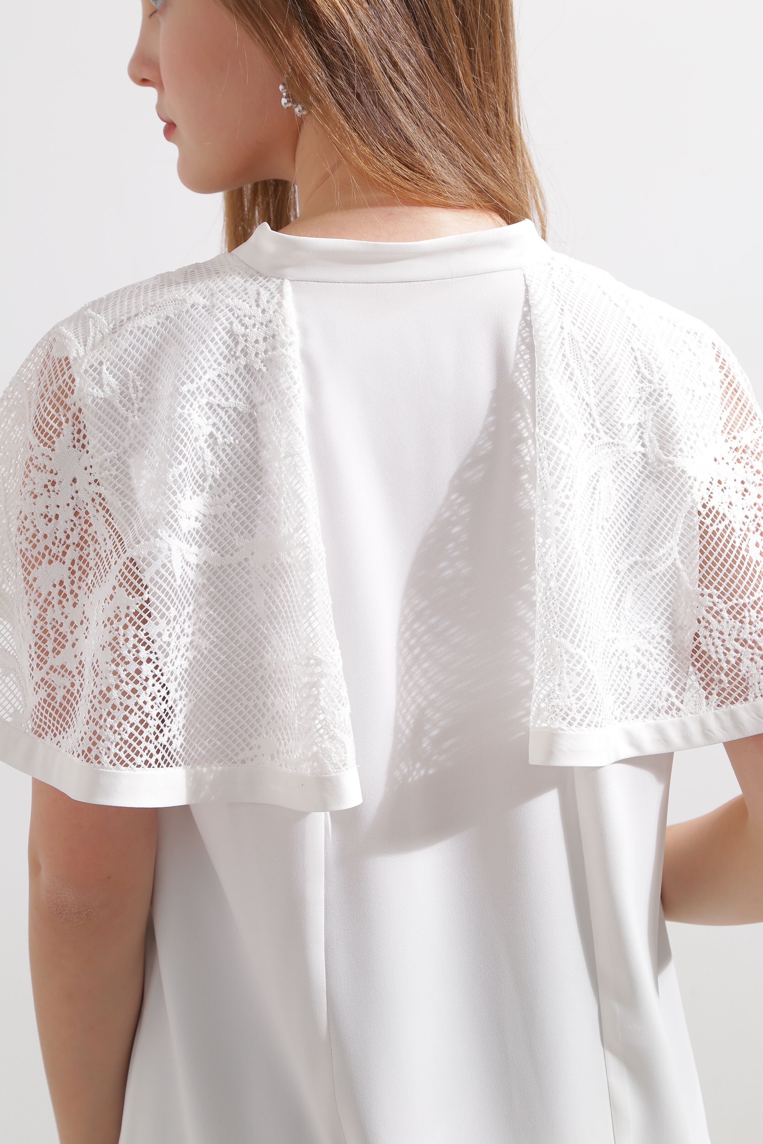  「◆レースコンビスキッパーブラウス」|シャツ・ブラウス|