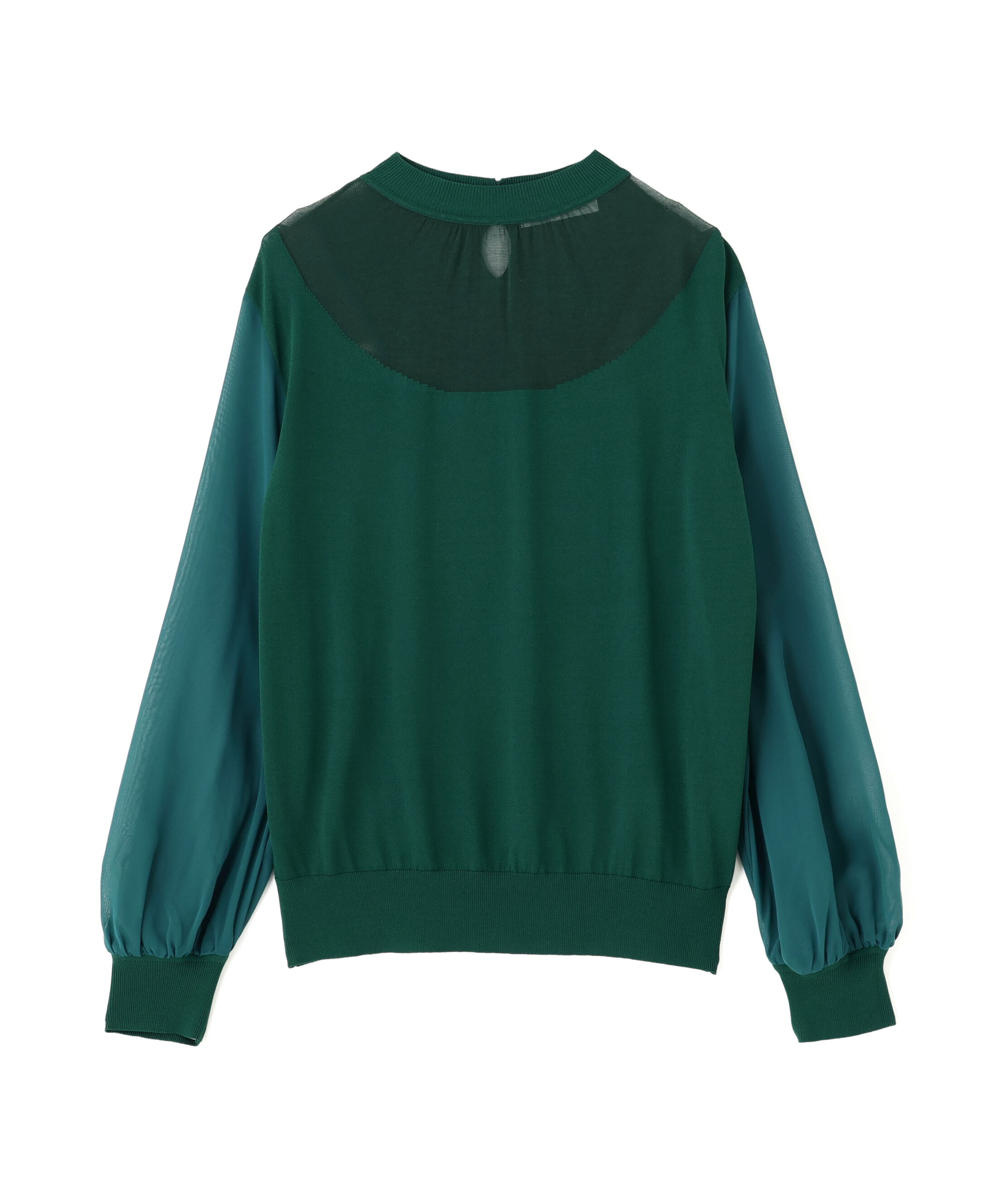  「◆ギャザーネックシフォンコンビニット」|ニット・セーター|