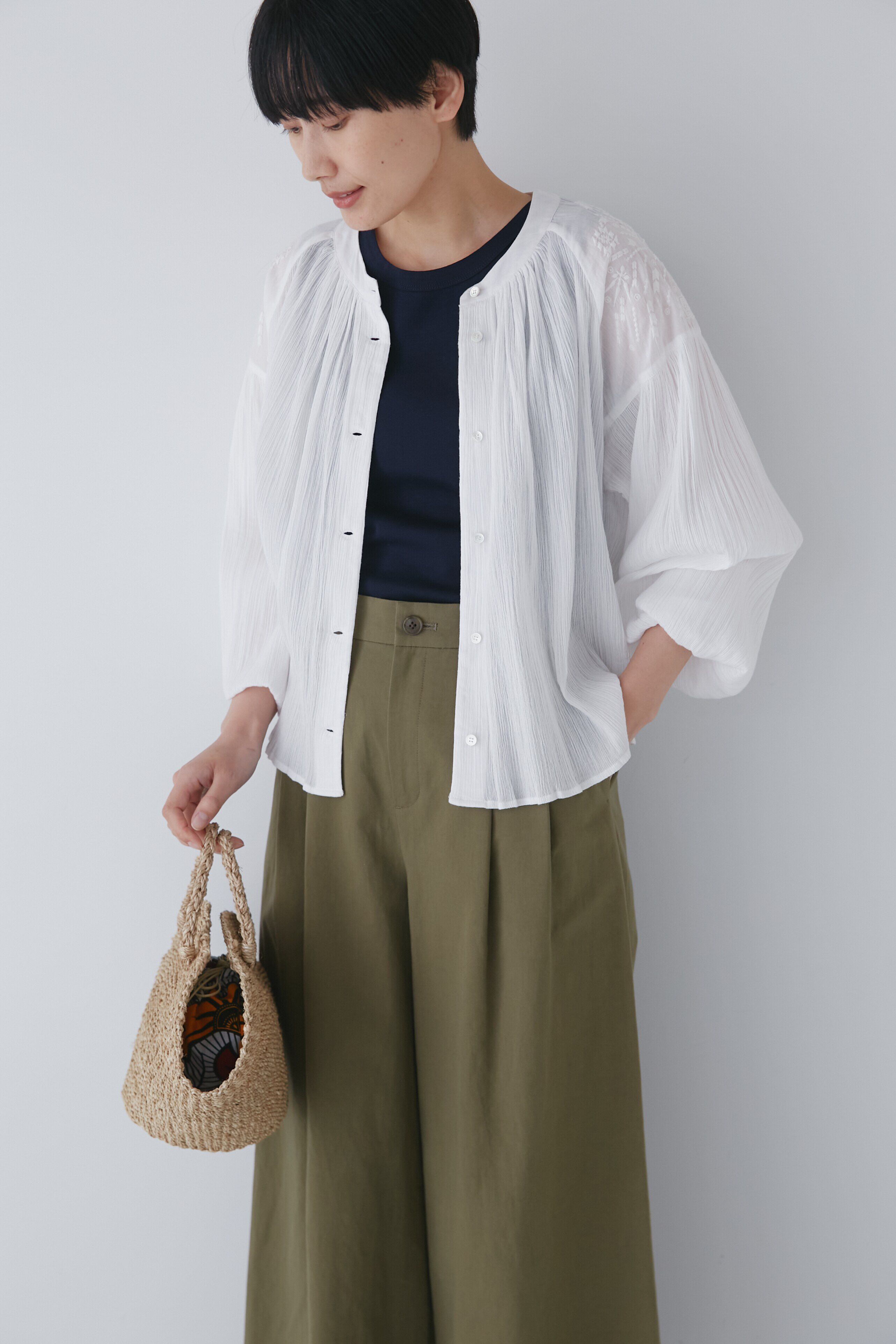  「◆インドクレープギャザーブラウス」|シャツ・ブラウス|