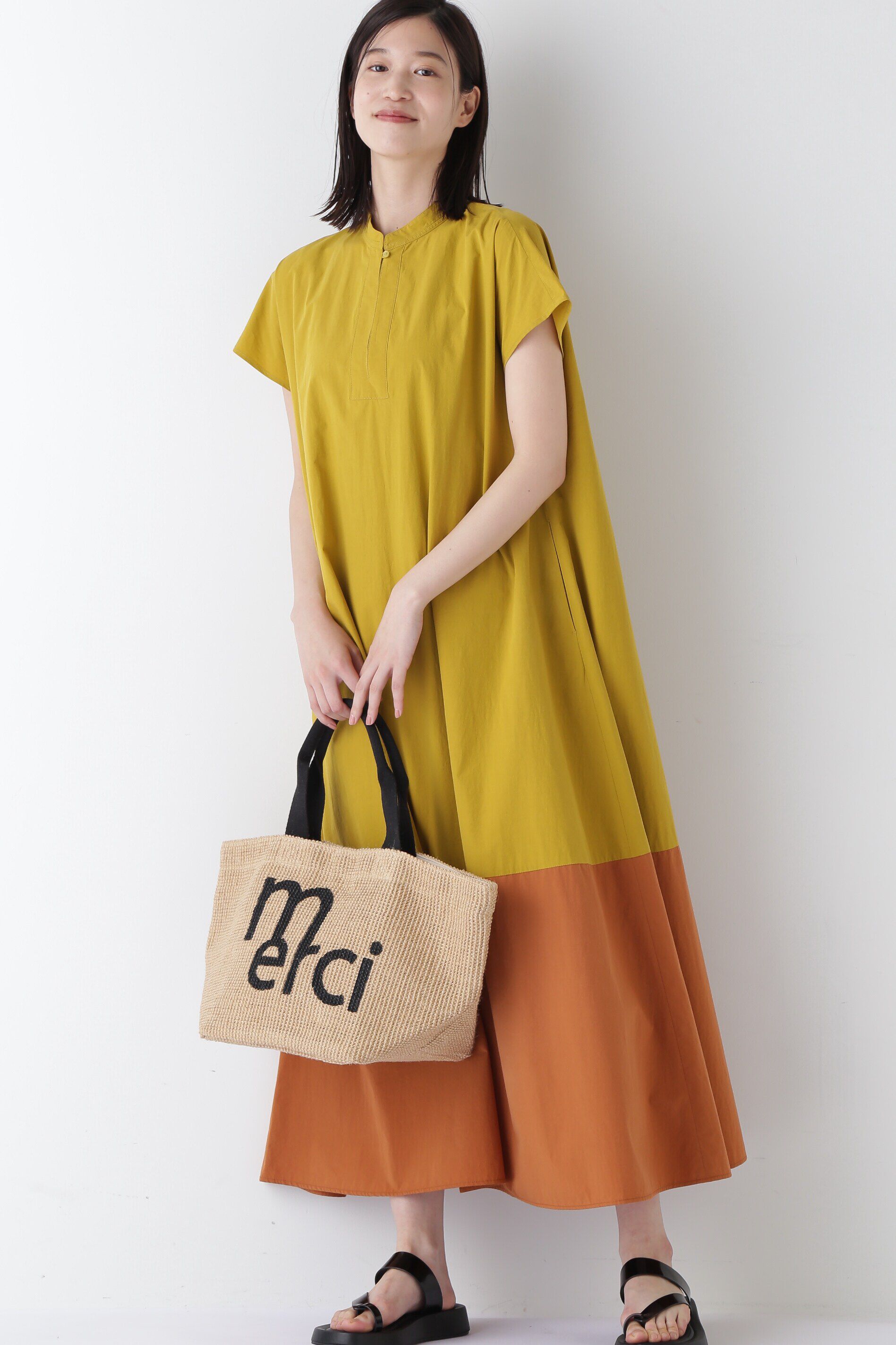  「◆バイカラーワンピース」|ワンピース|マスタード
