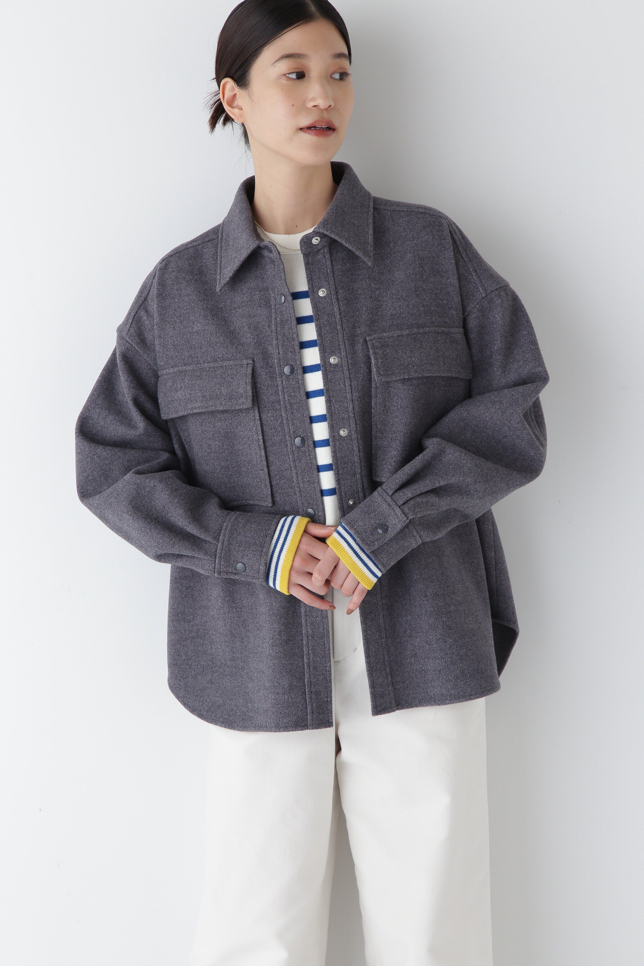  「◆メルトンジャージーＣＰＯシャツ」|シャツ・ブラウス|グレー