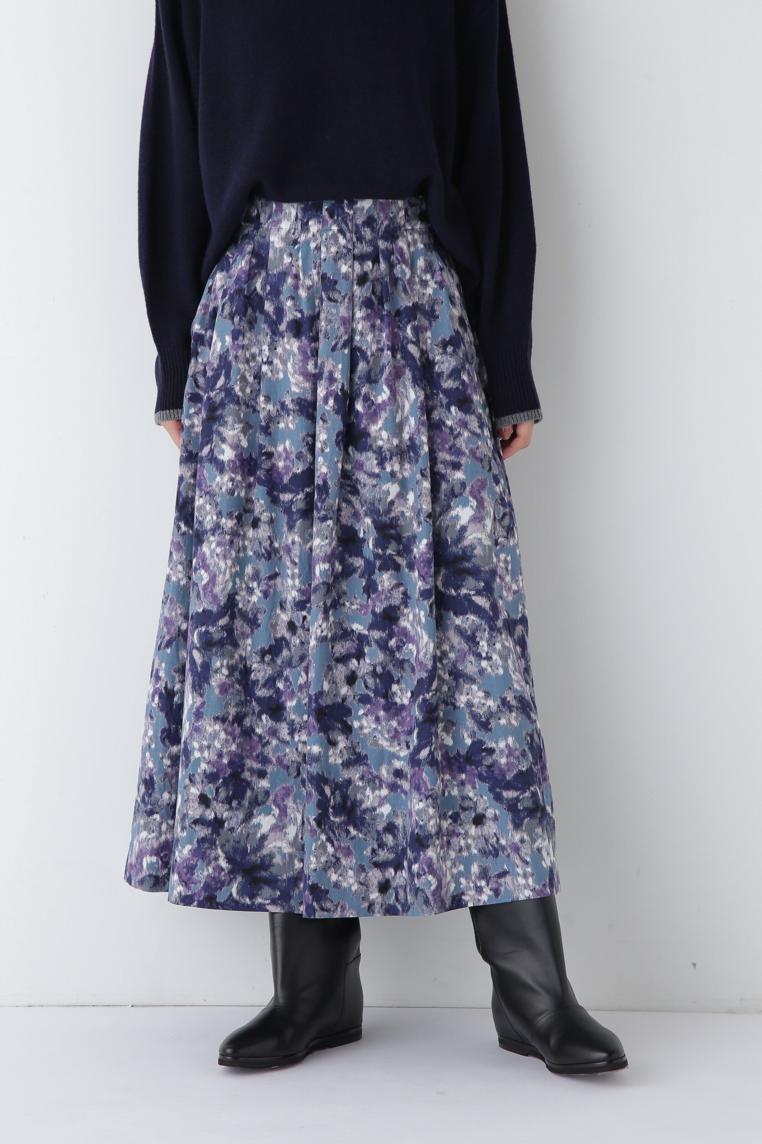  「◆セルロース／Ｃホグシ風ランダムタックスカート」|スカート|ネイビー3