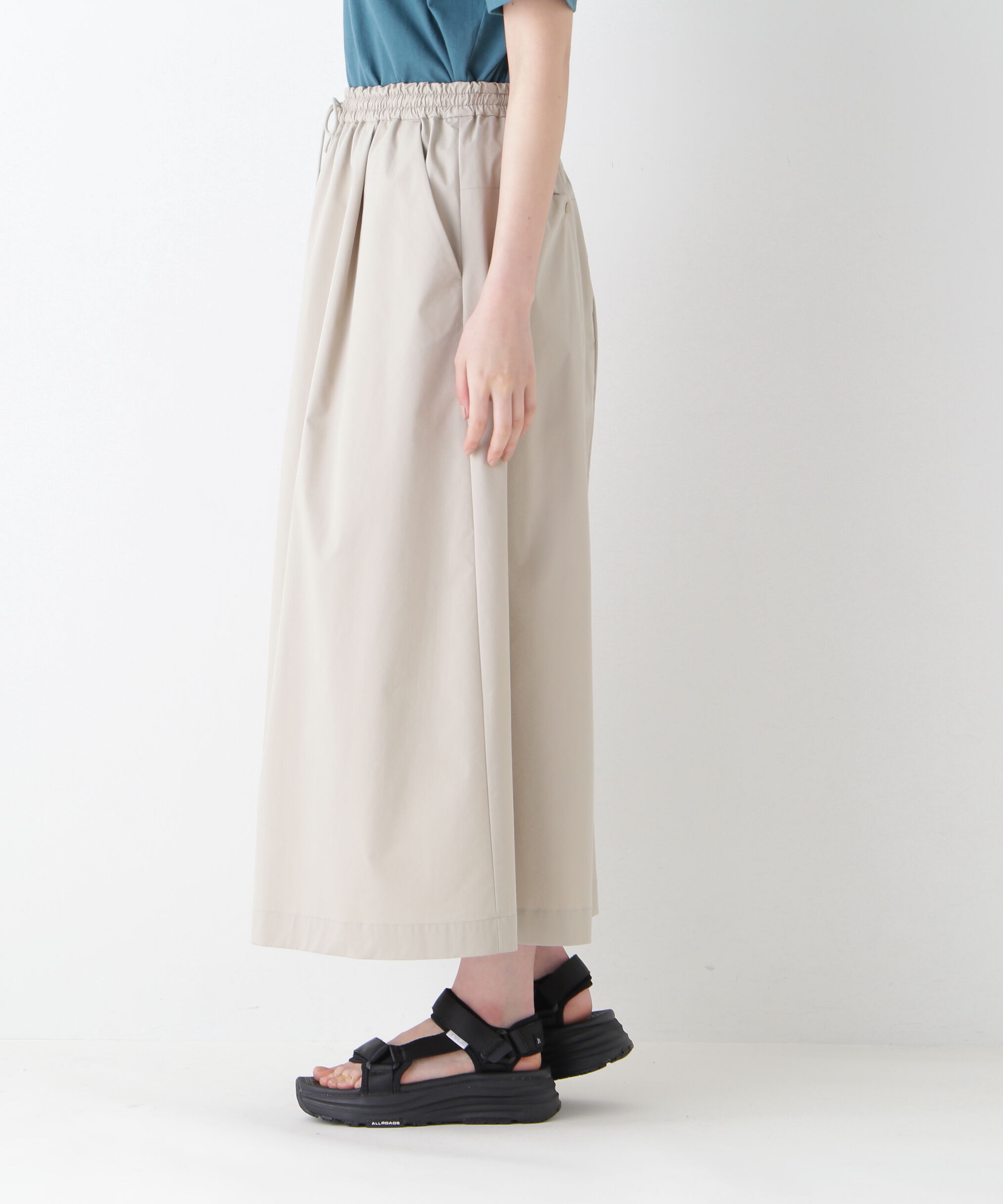  「◆コットンポリエステルウェザードローストリングタックスカート」|スカート|