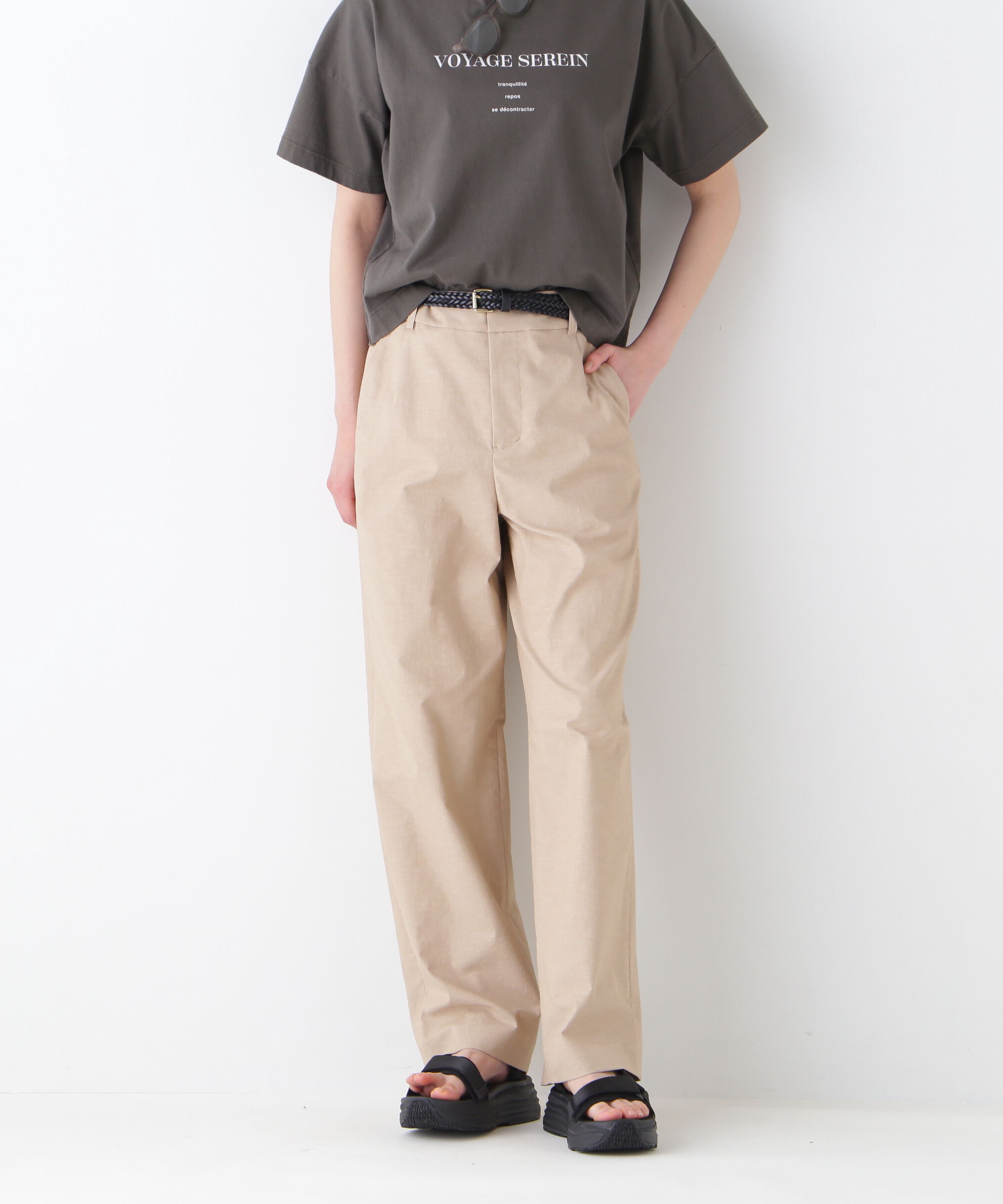  「◆クールマックス混ストレートパンツ」|その他|ベージュ