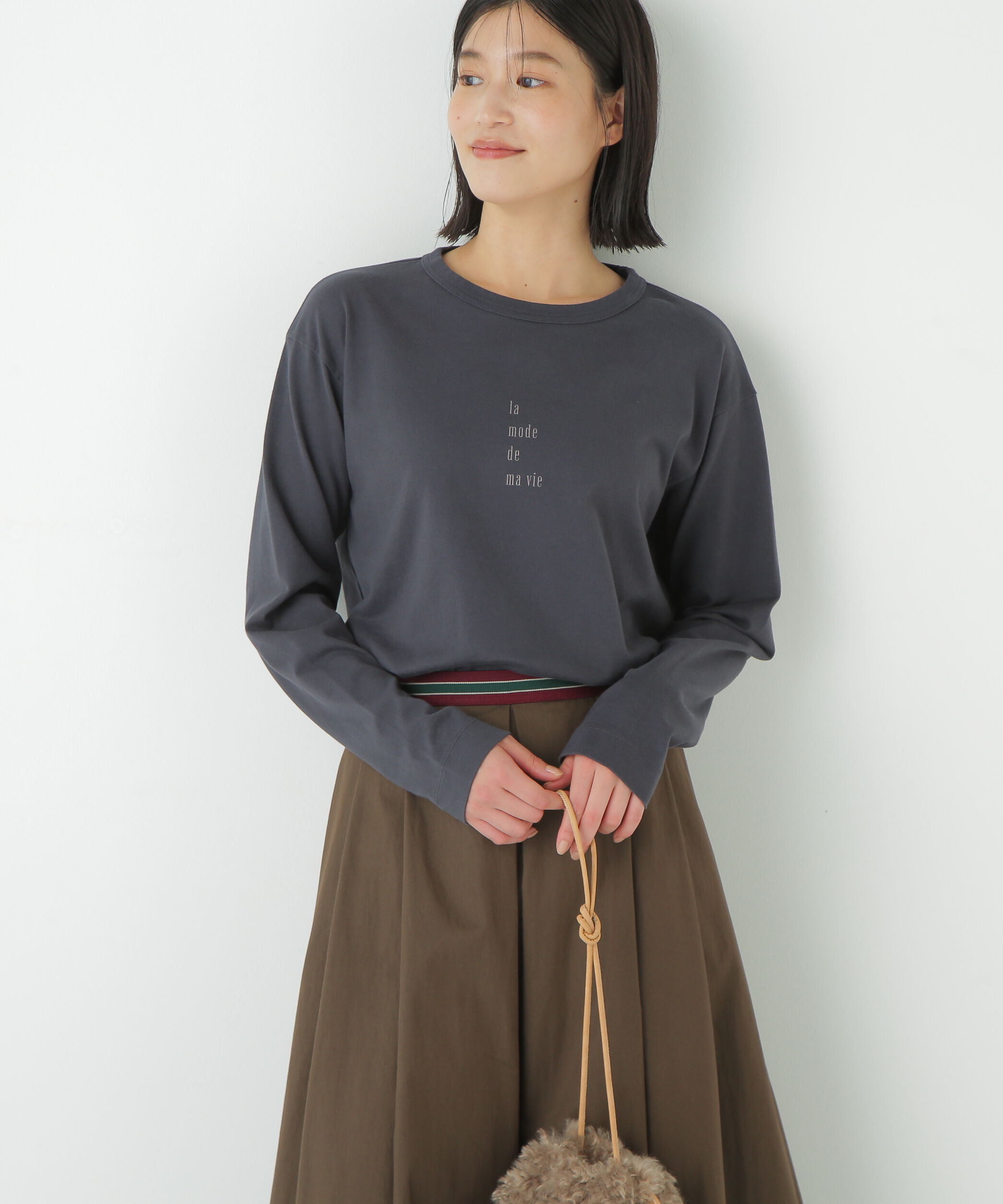  「◆ロゴ長袖Ｔシャツ」|Tシャツ・カットソー|チャコール1