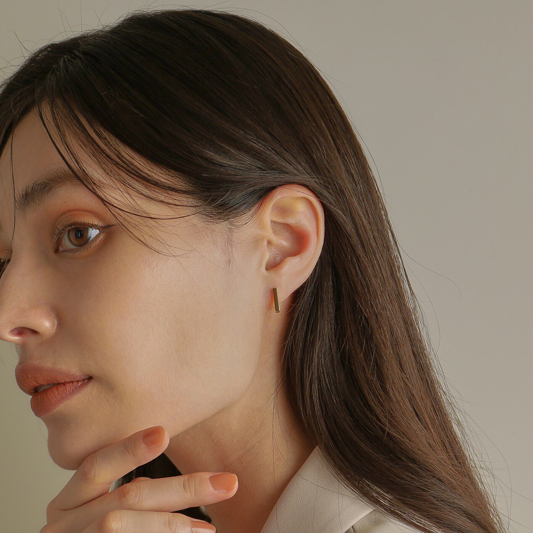 COCOSHNIK「K18平打ちフープ ワンタッチピアス」|ピアス|